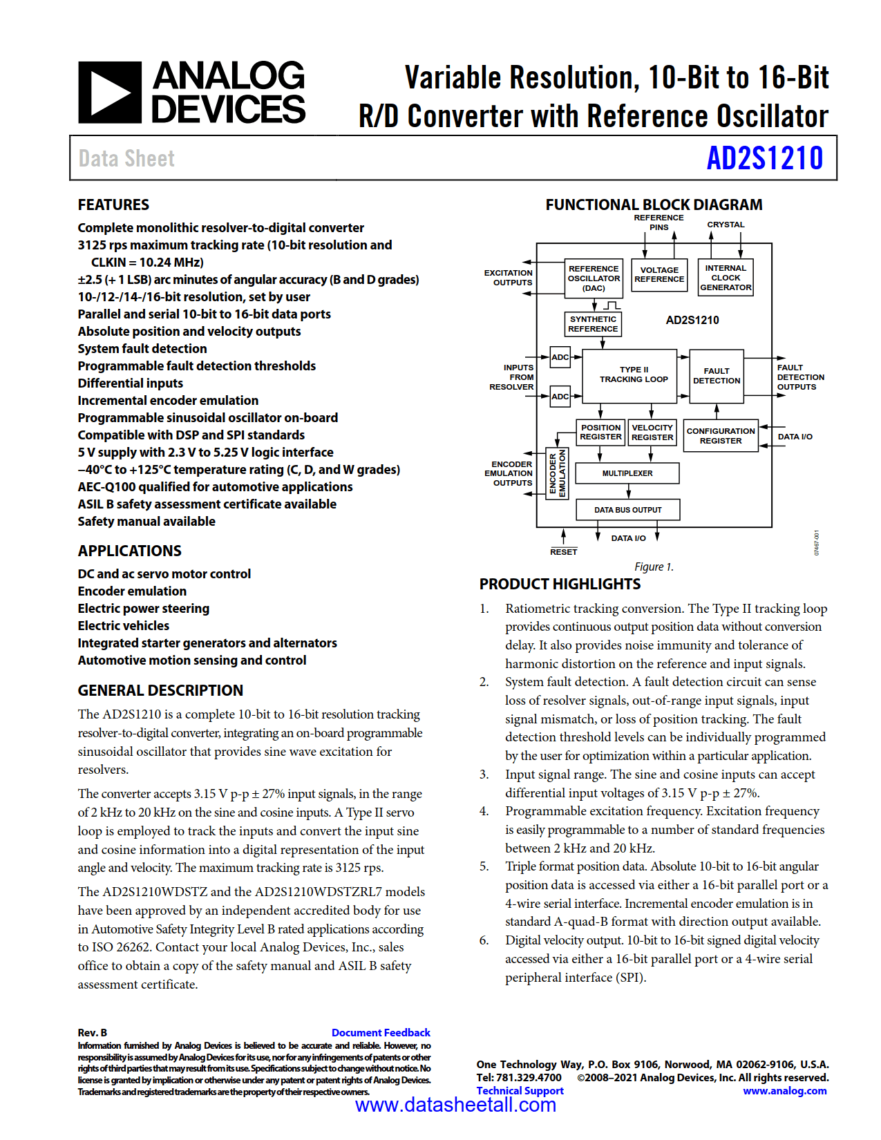 AD2S1210 Datasheet