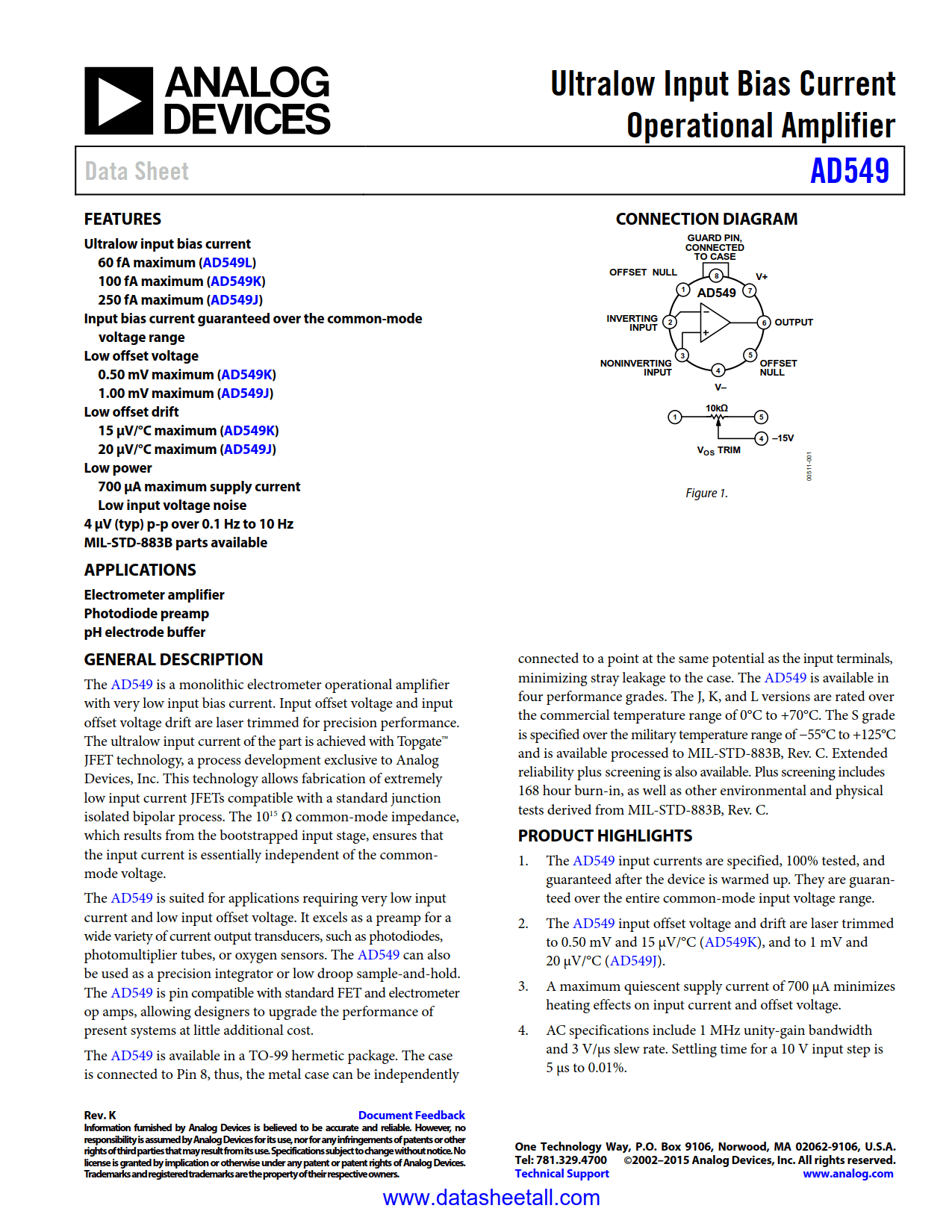 AD549 Datasheet