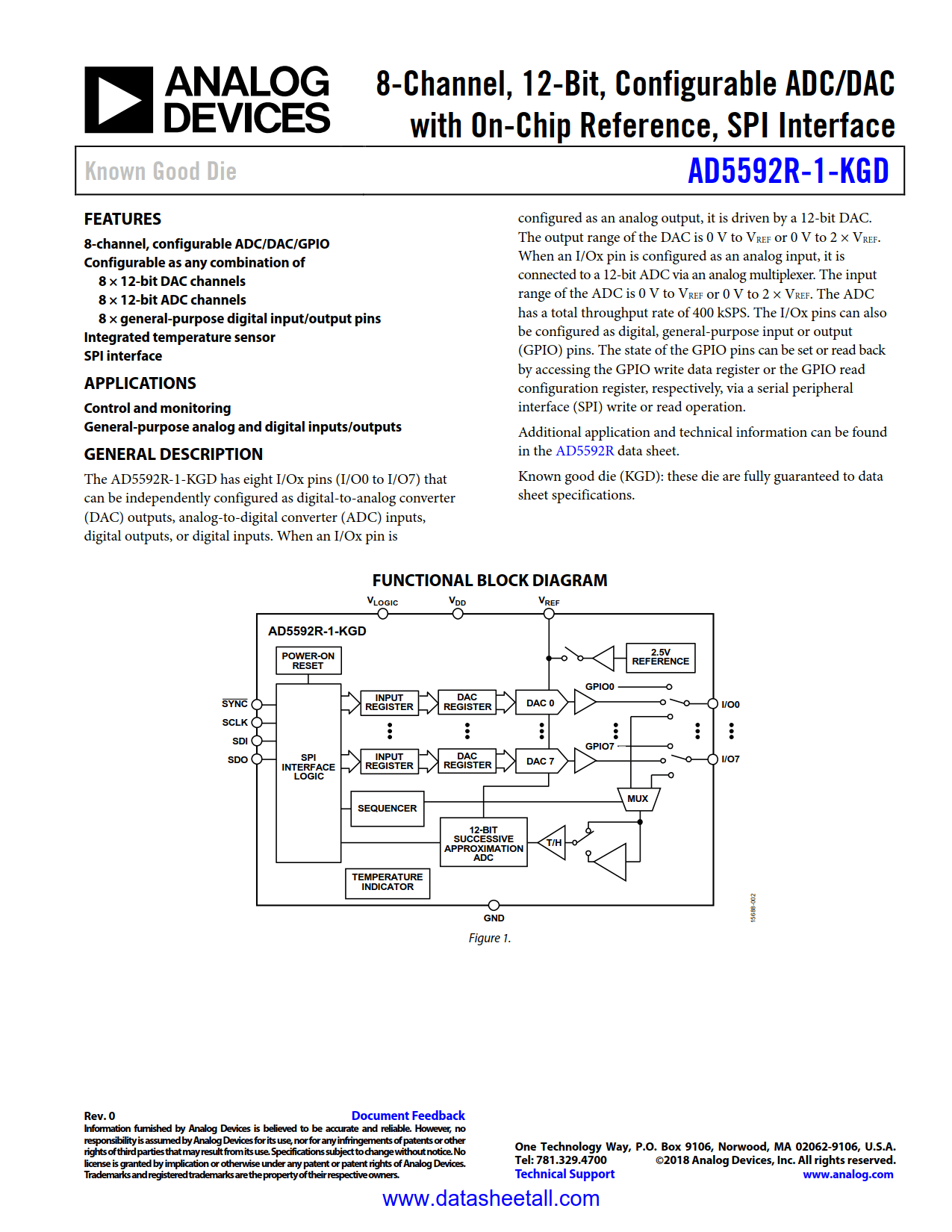 AD5592R-1-KGD Datasheet