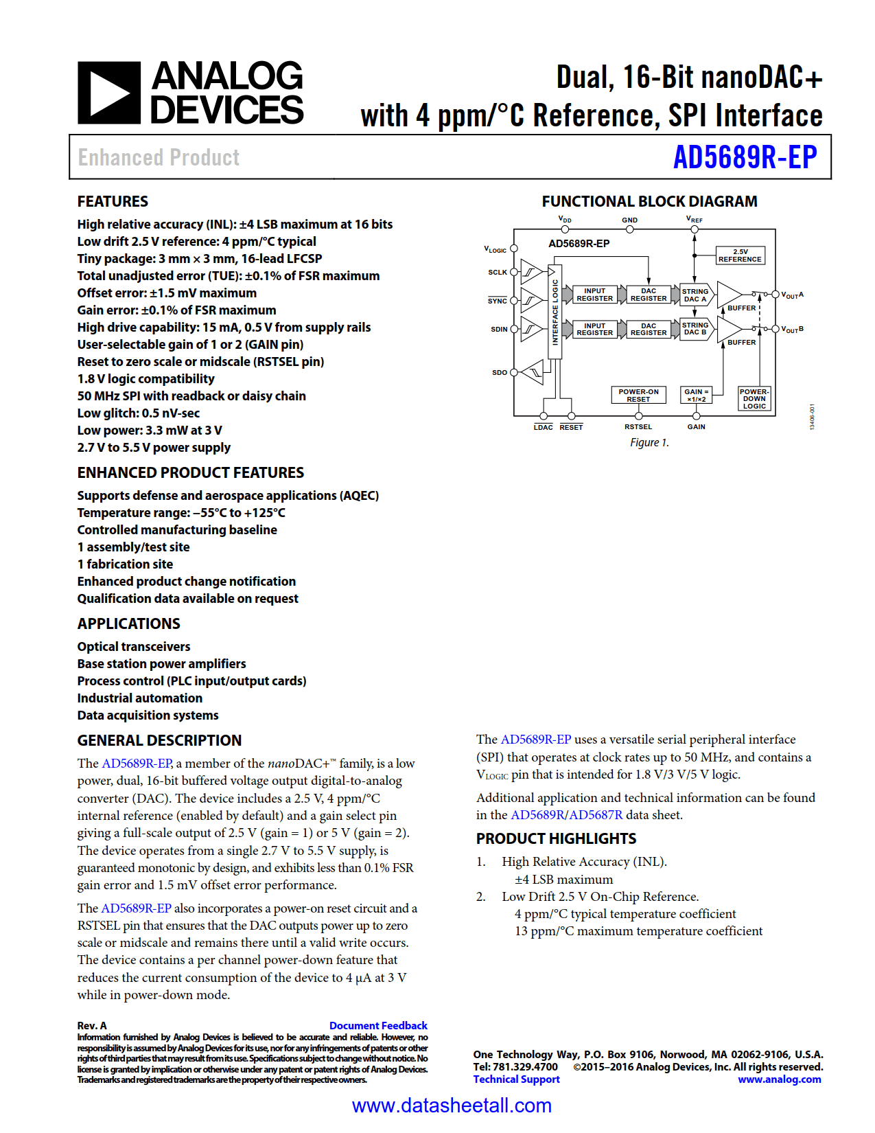 AD5689R-EP Datasheet
