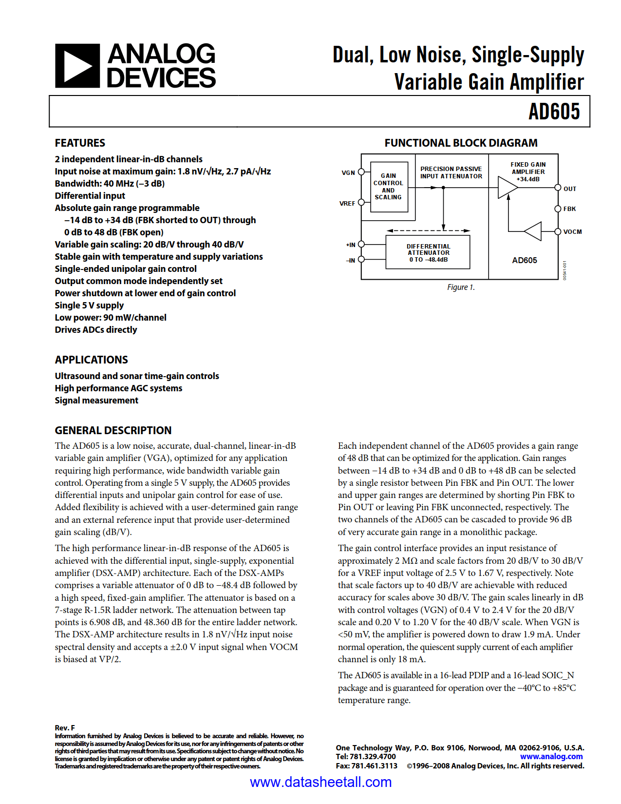 AD605 Datasheet