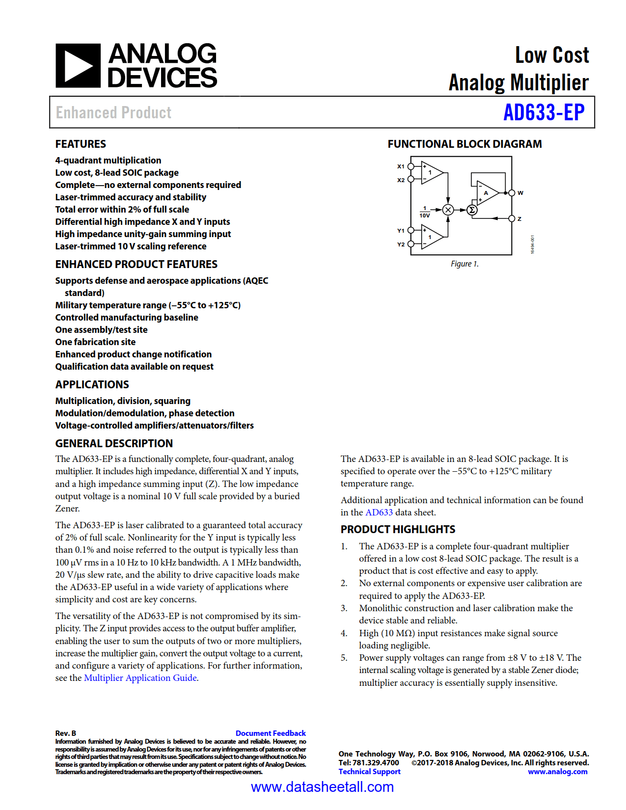 AD633-EP Datasheet