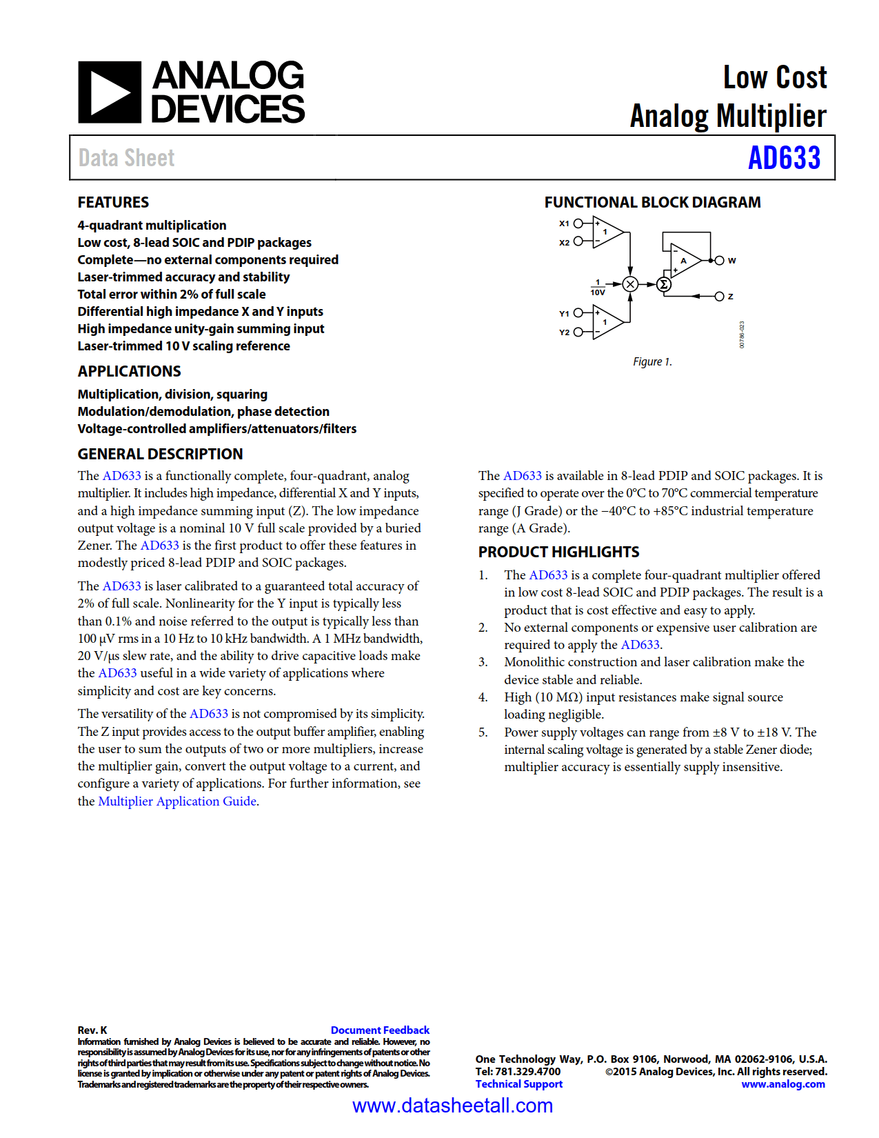 AD633 Datasheet