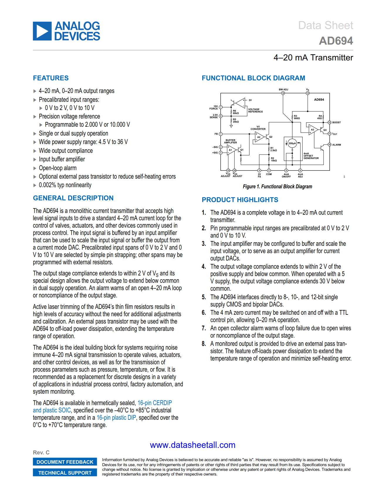 AD694 Datasheet