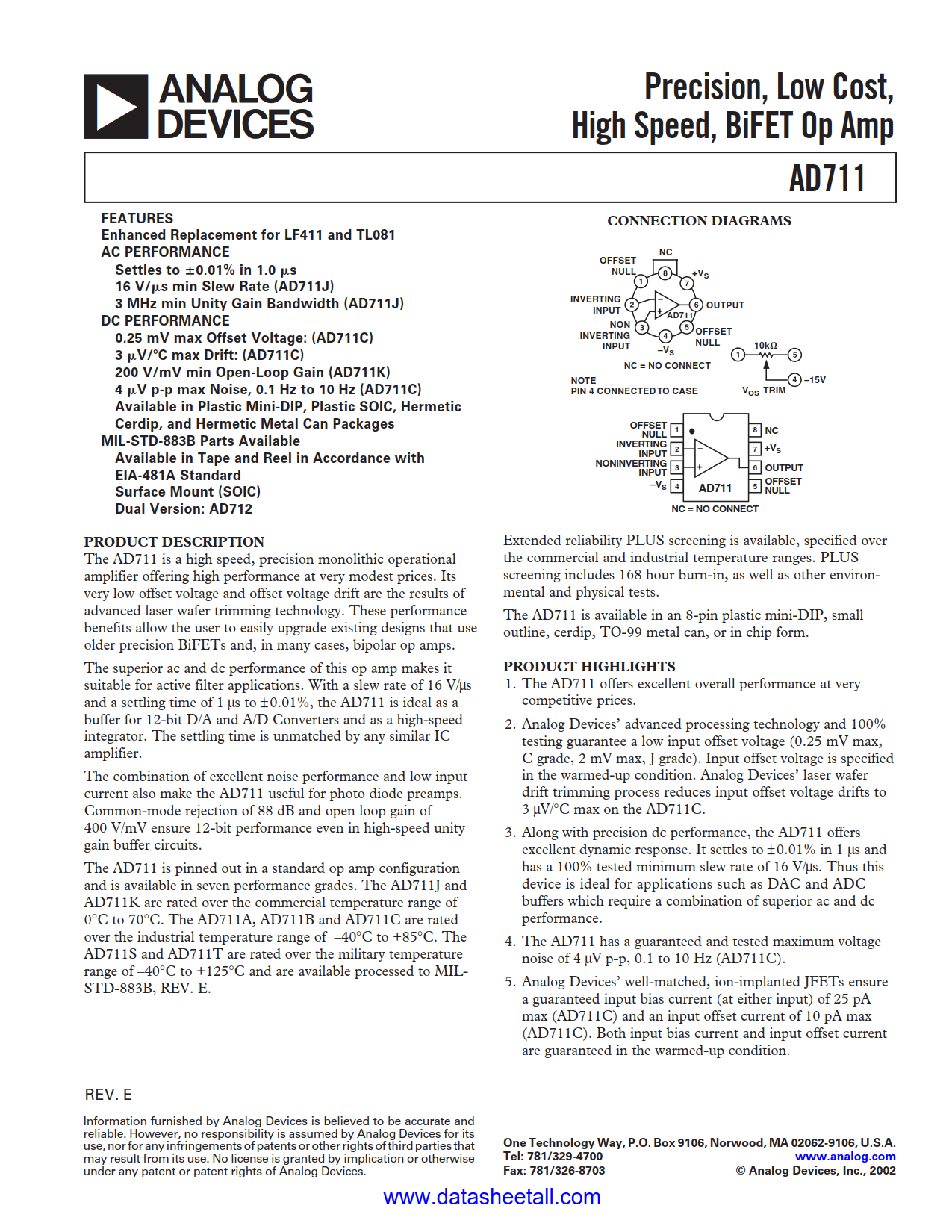 AD711 Datasheet