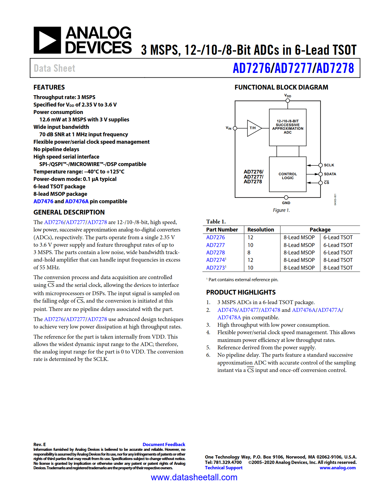 AD7278 Datasheet