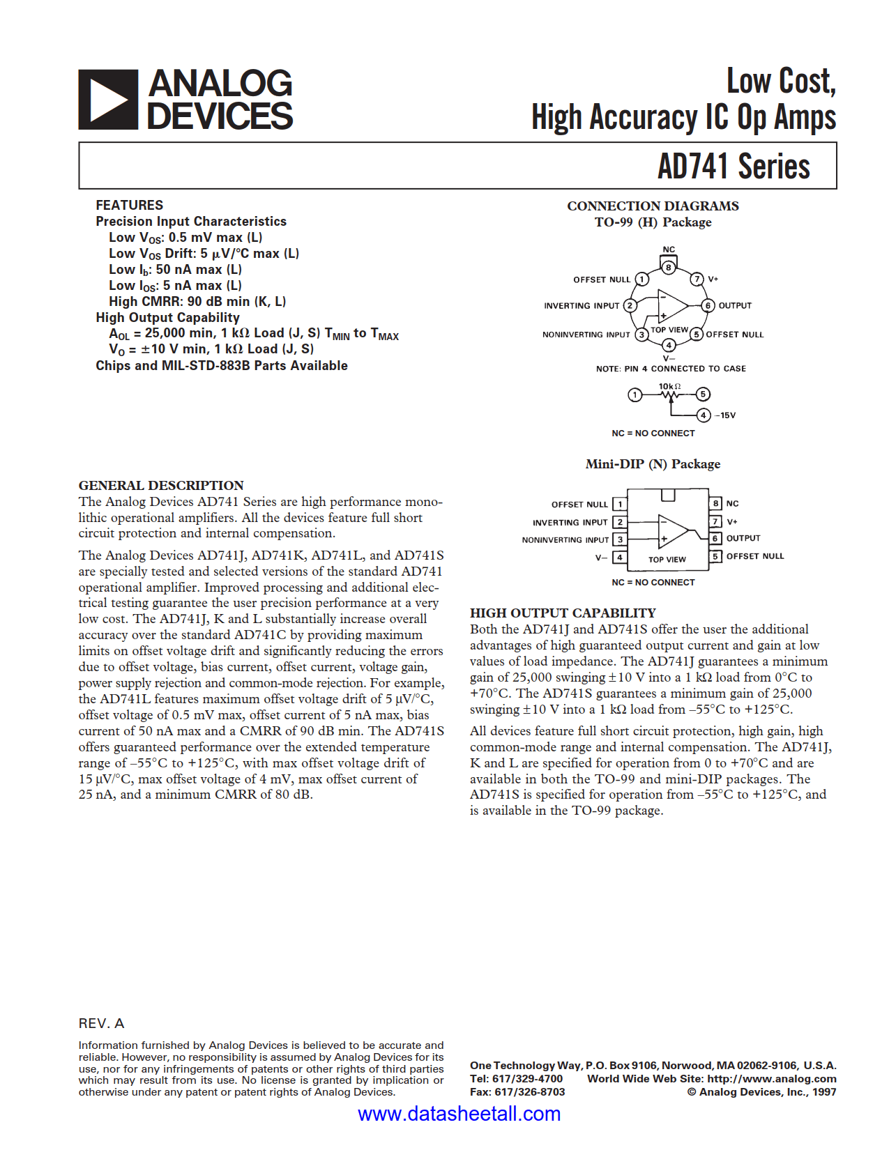 AD741 Datasheet