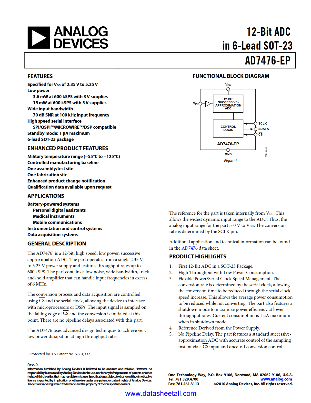 AD7476-EP Datasheet