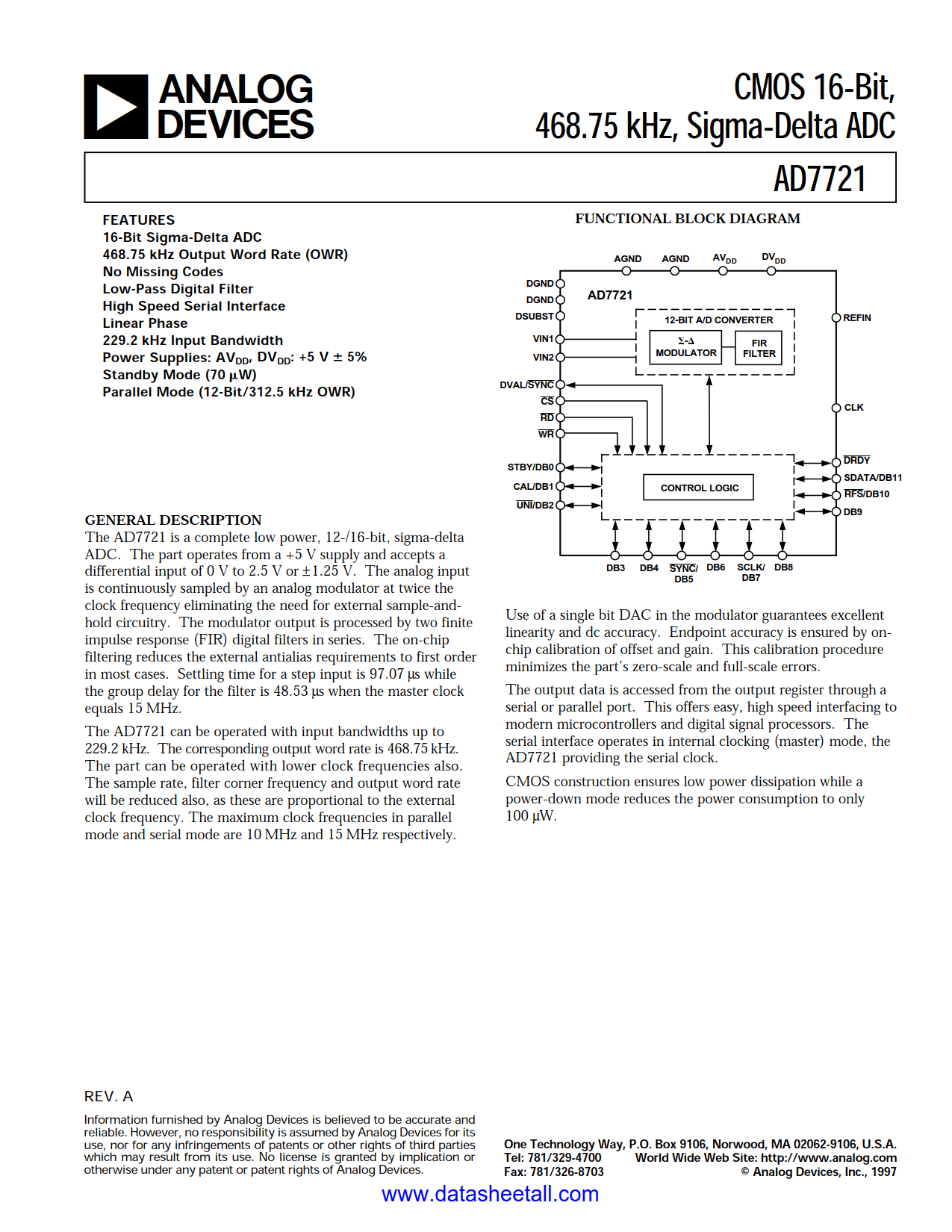 AD7721 Datasheet
