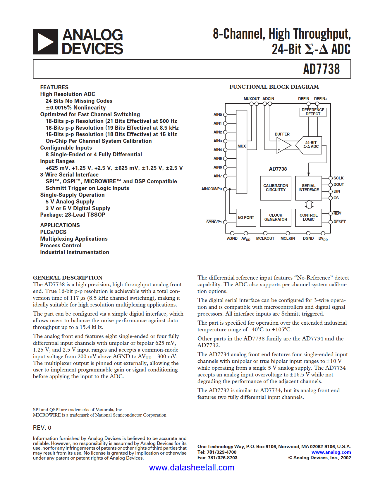 AD7738 Datasheet