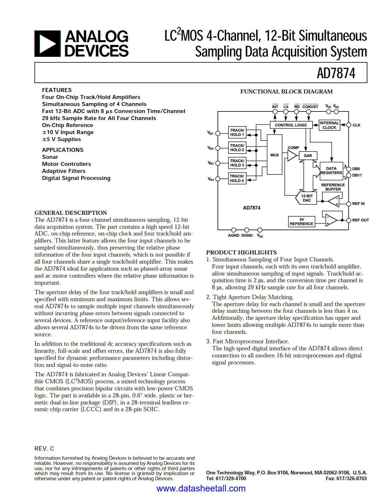 AD7874 Datasheet