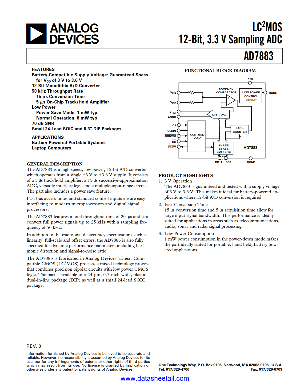 AD7883 Datasheet