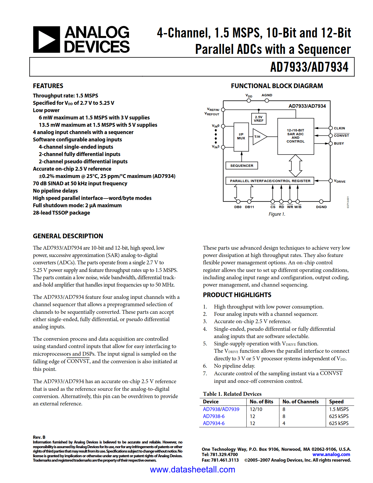 AD7933 Datasheet