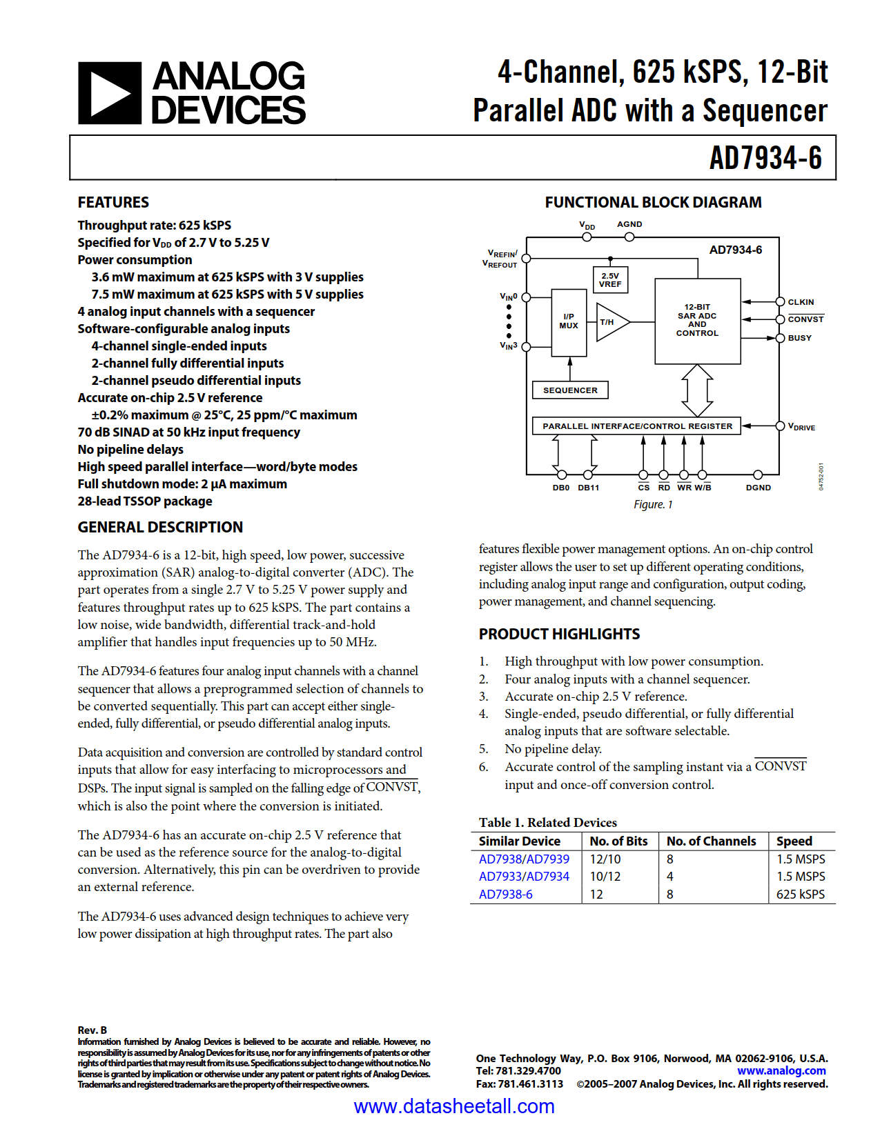 AD7934-6 Datasheet