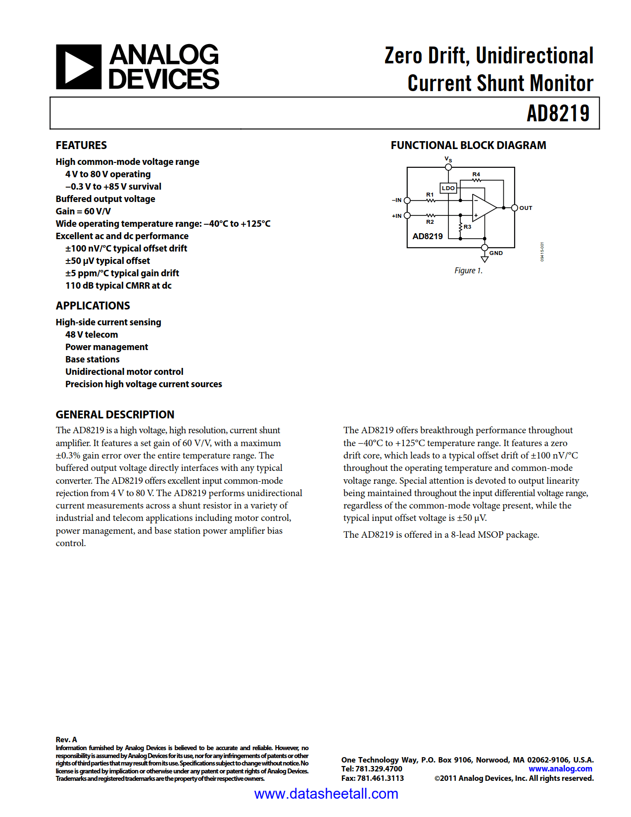 AD8219 Datasheet