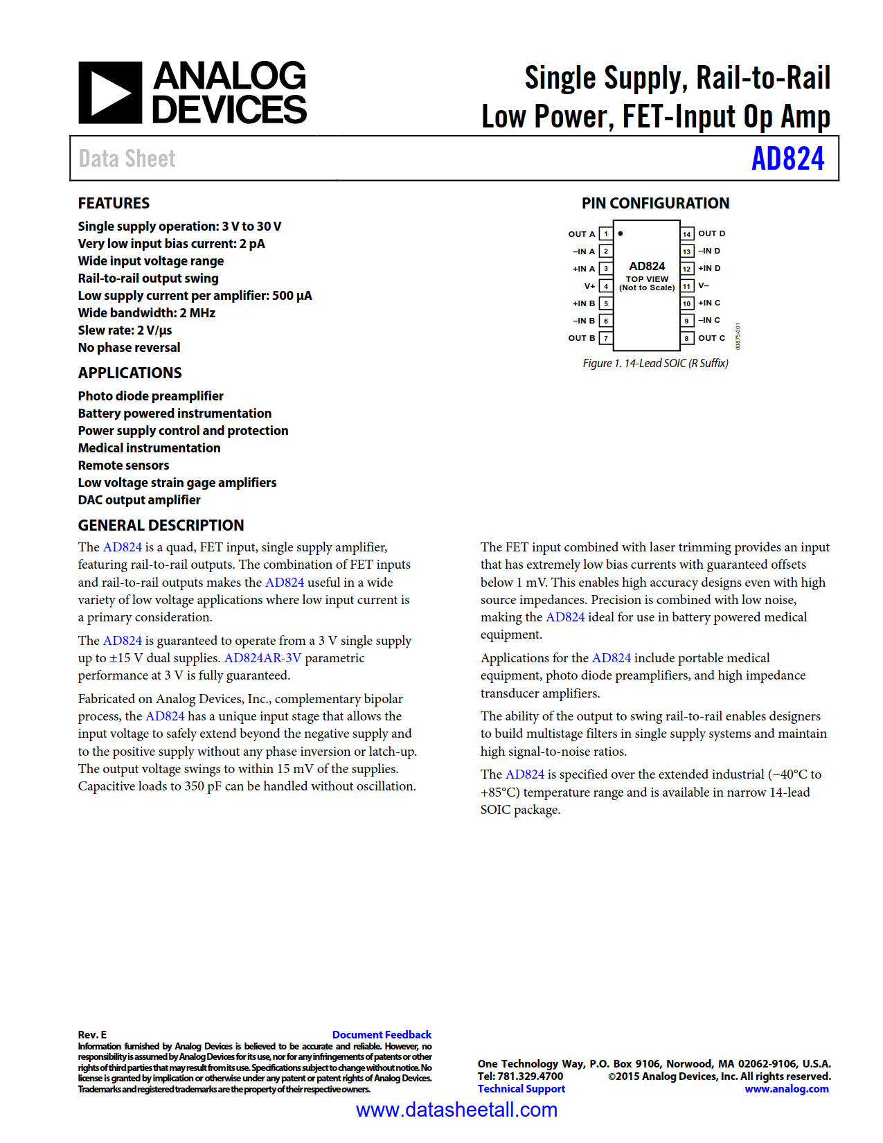 AD824 Datasheet