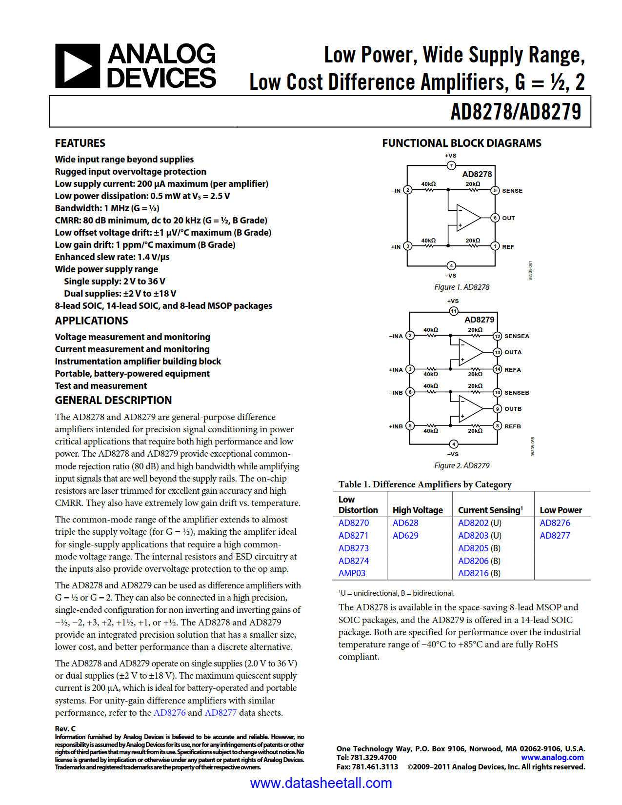 AD8278 Datasheet