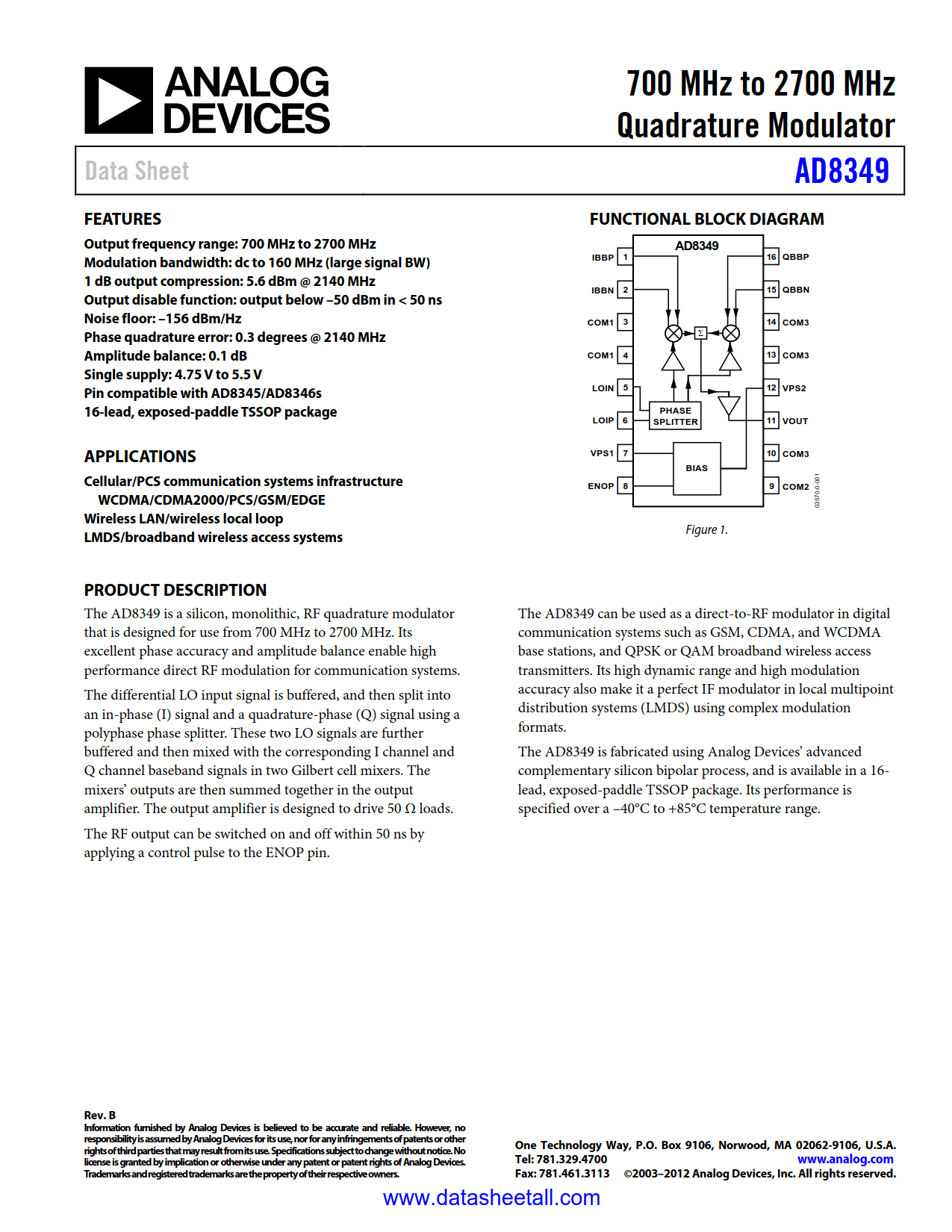 AD8349 Datasheet
