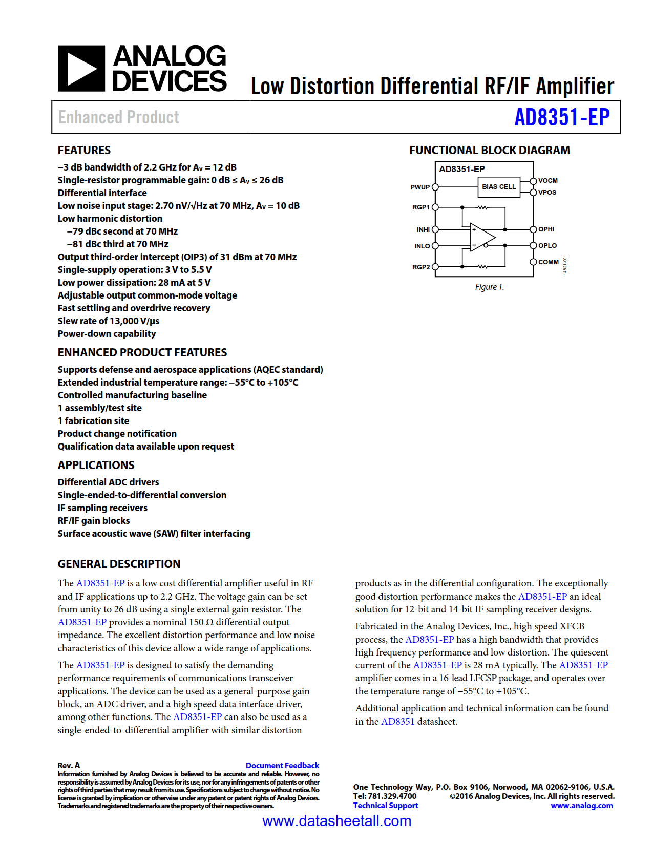 AD8351-EP Datasheet