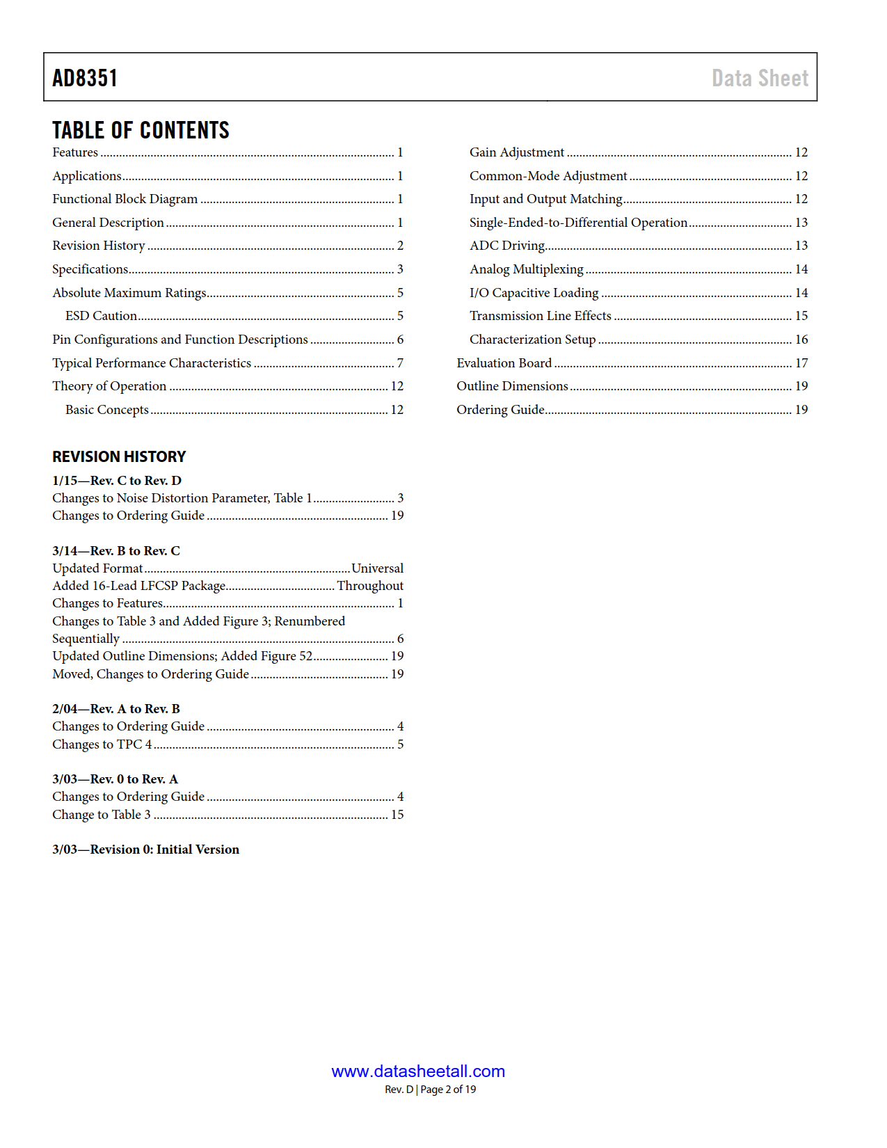 AD8351S Datasheet Page 2