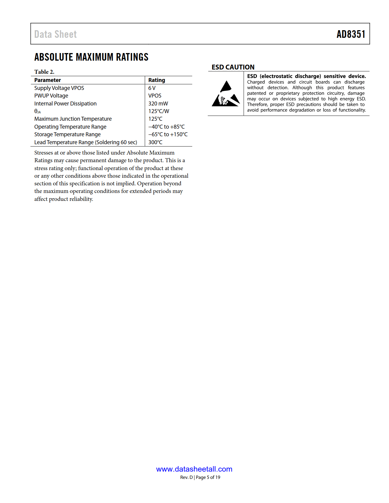 AD8351S Datasheet Page 5
