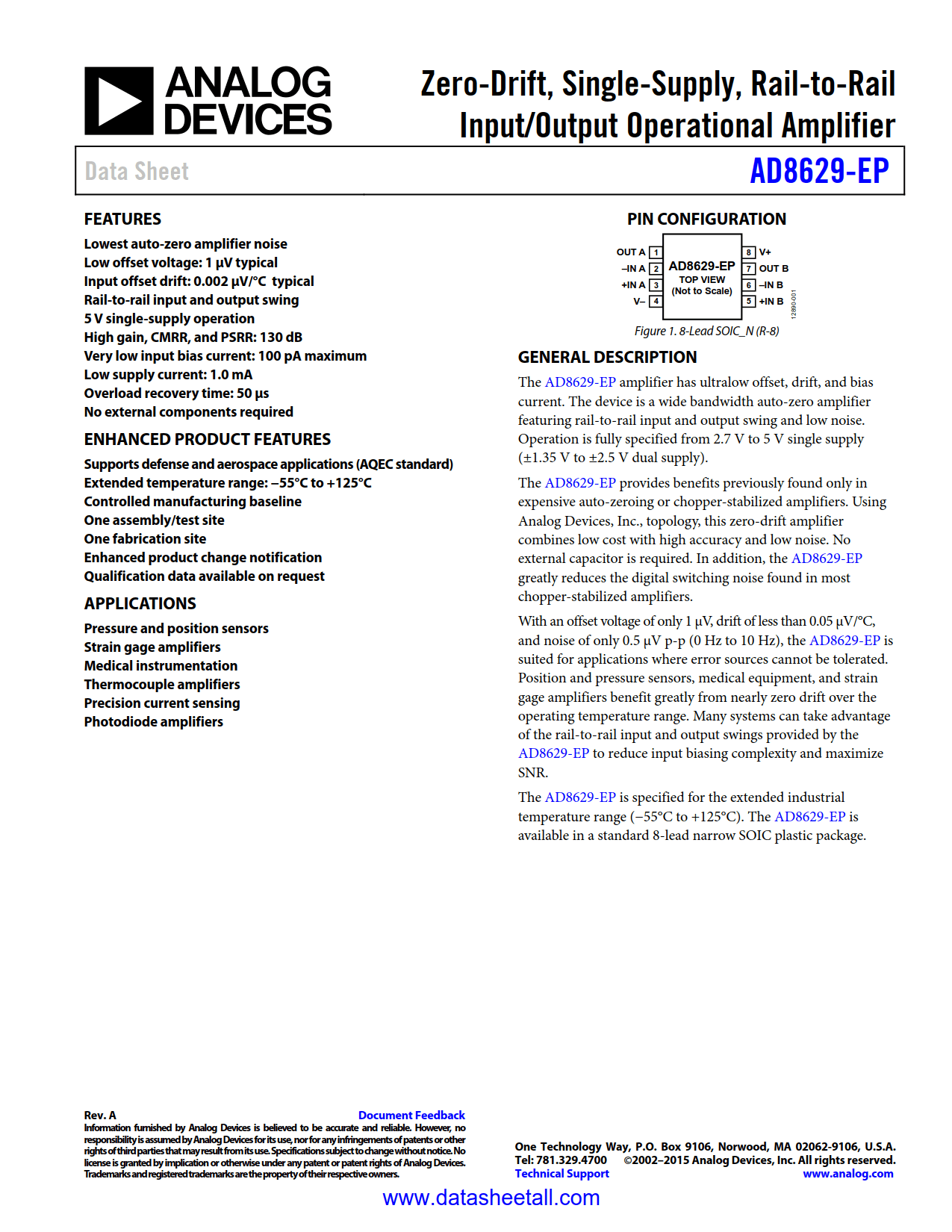 AD8629-EP Datasheet