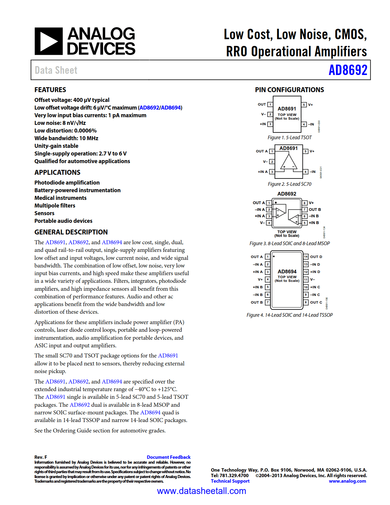 AD8692 Datasheet