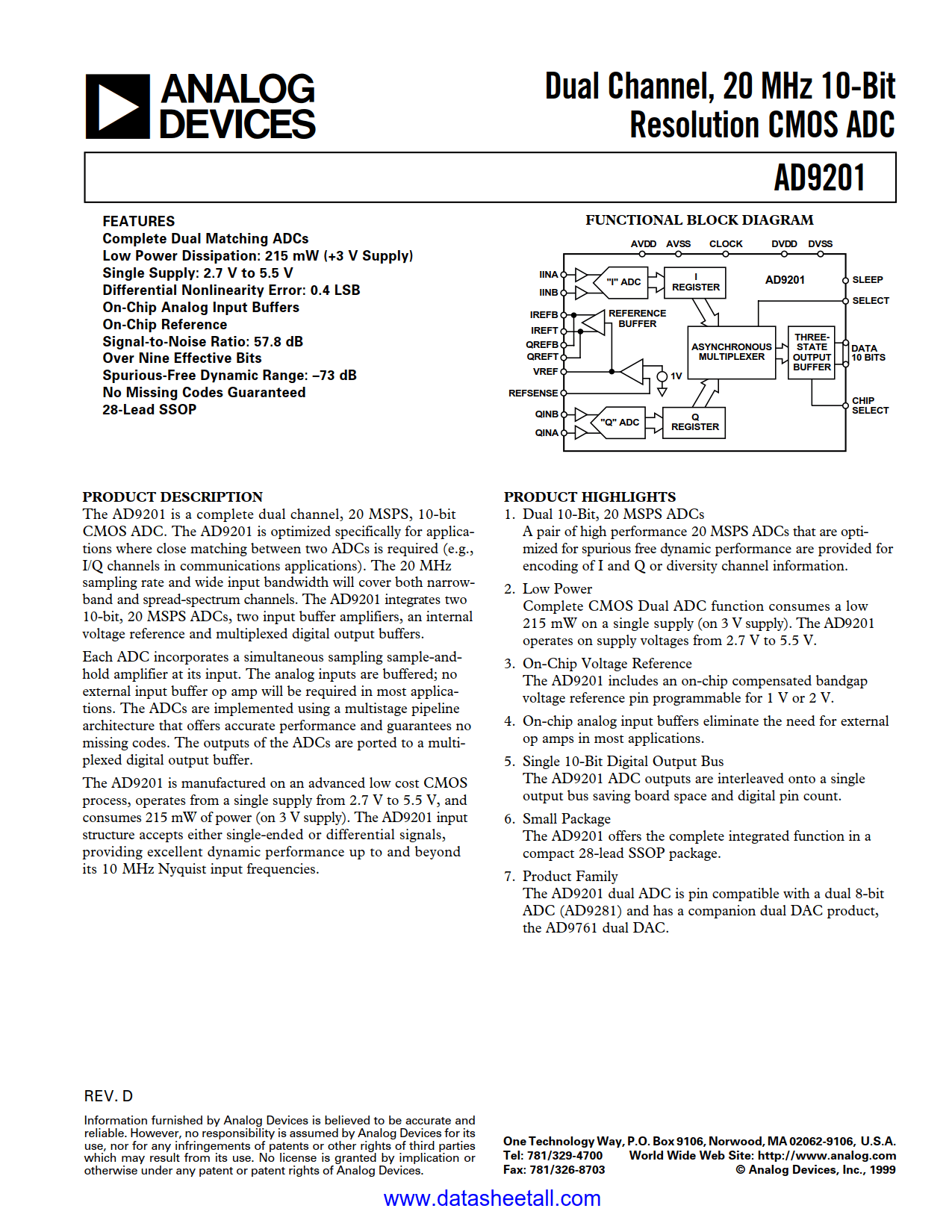 AD9201 Datasheet