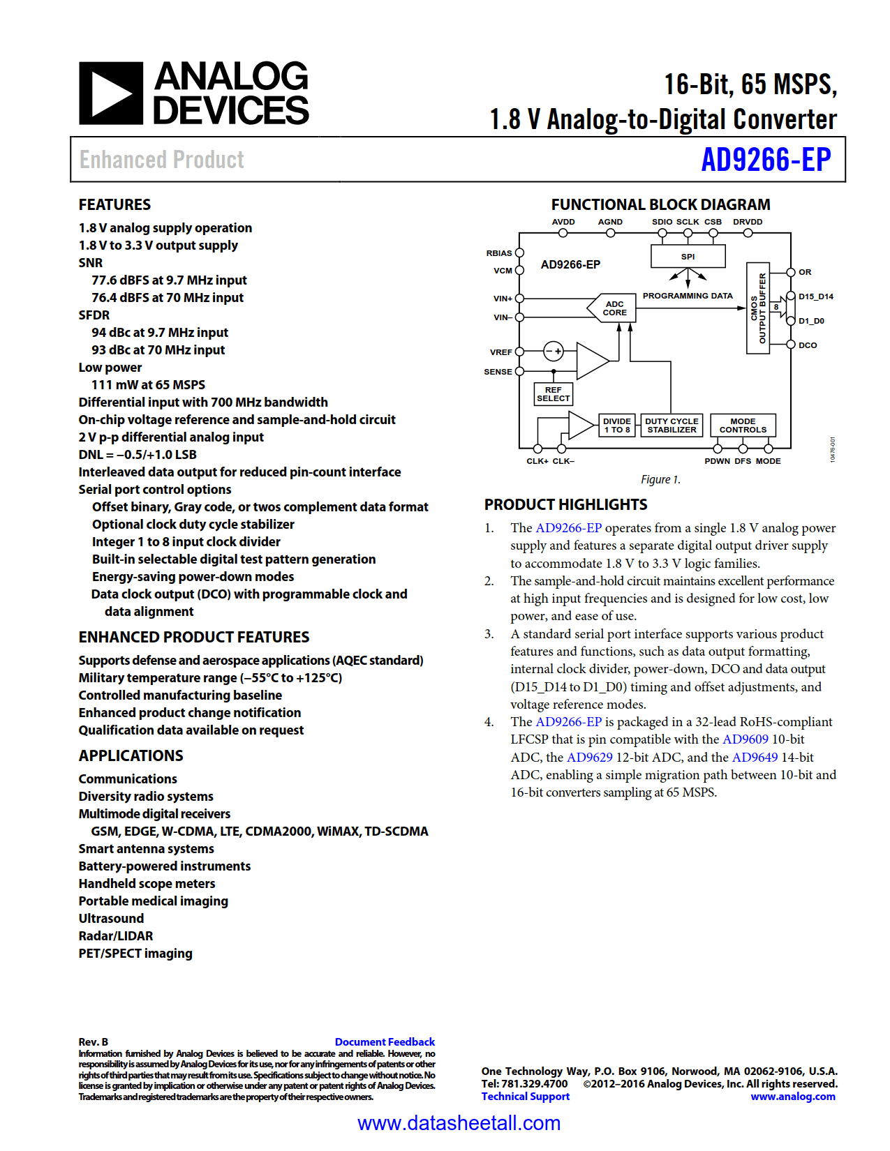 AD9266-EP Datasheet