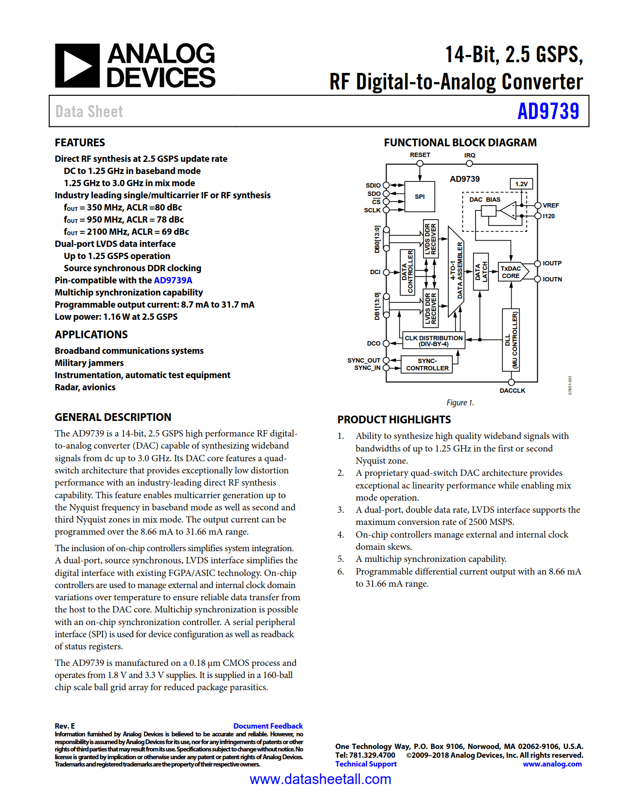AD9739 Datasheet