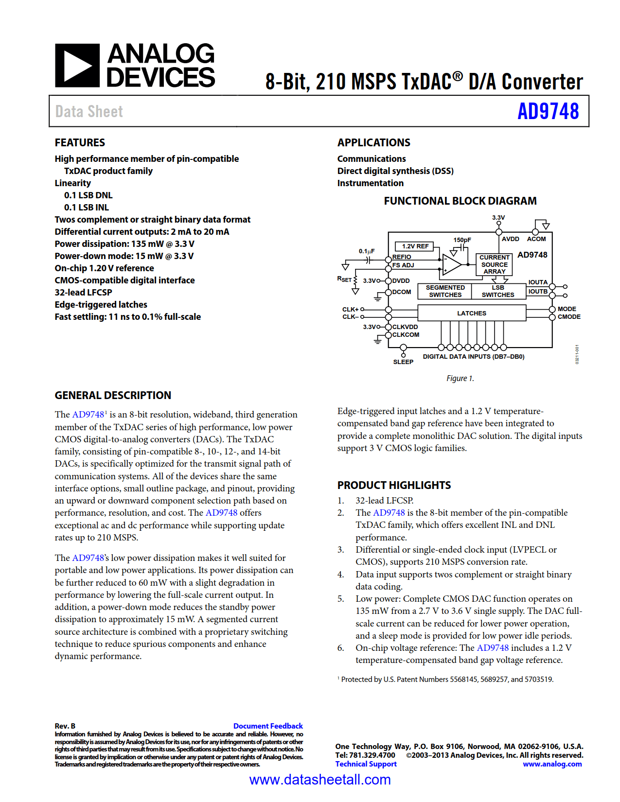 AD9748 Datasheet