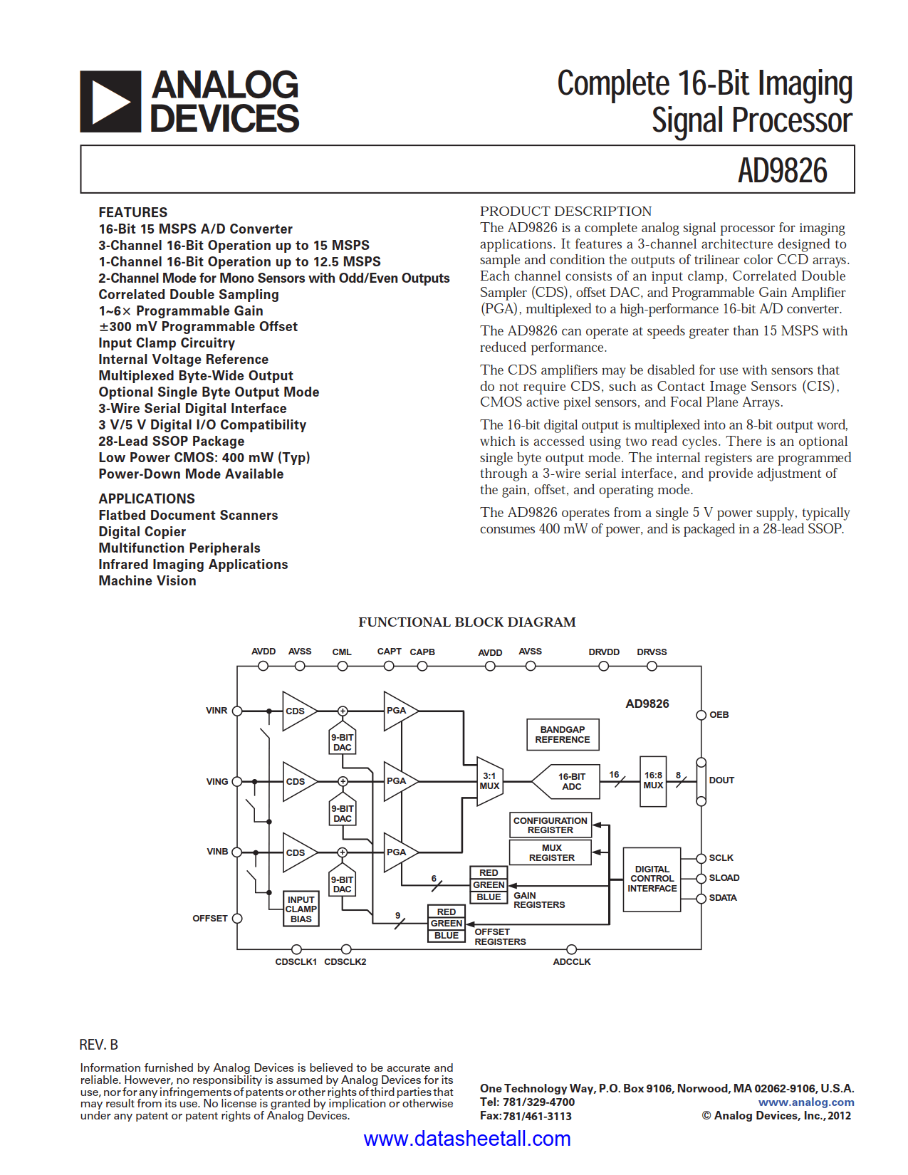 AD9826 Datasheet