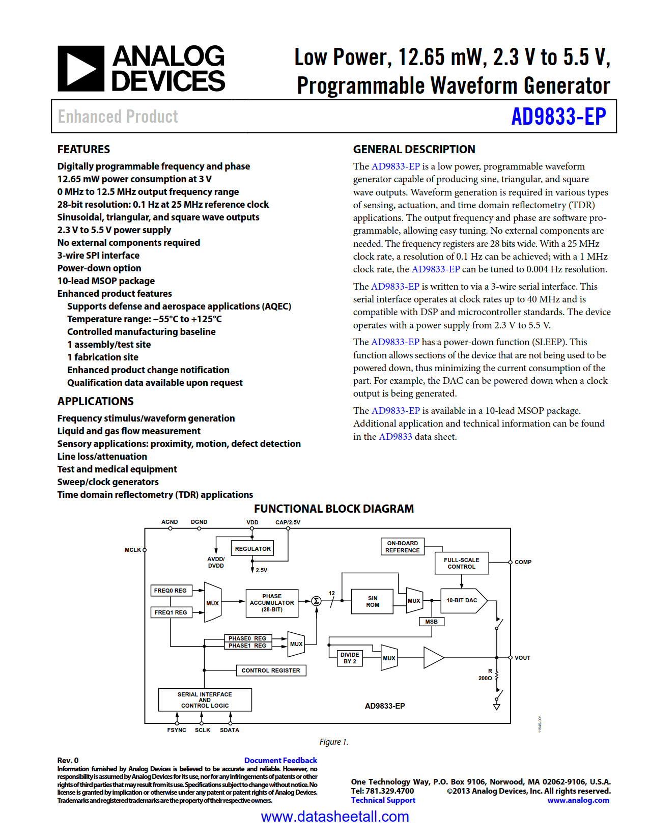 AD9833-EP Datasheet