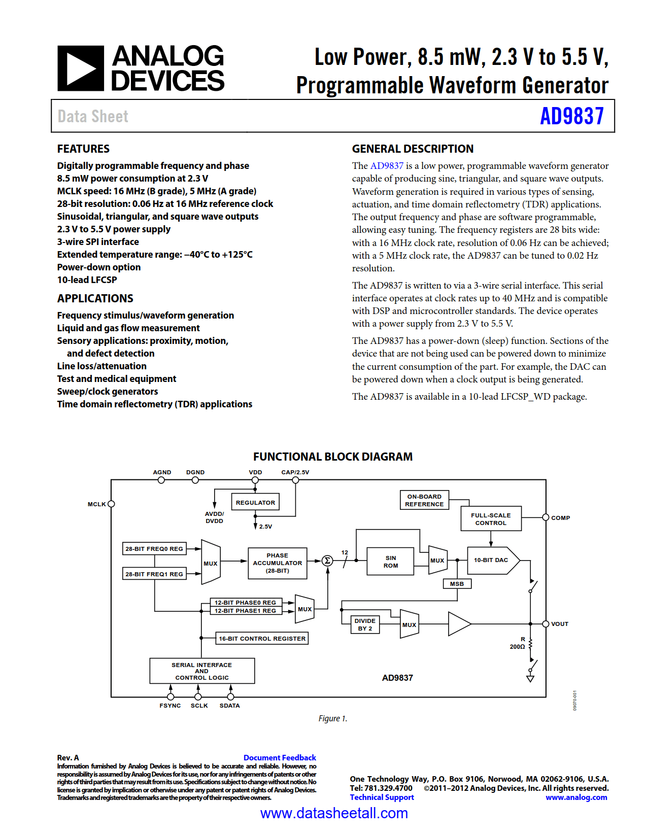 AD9837 Datasheet