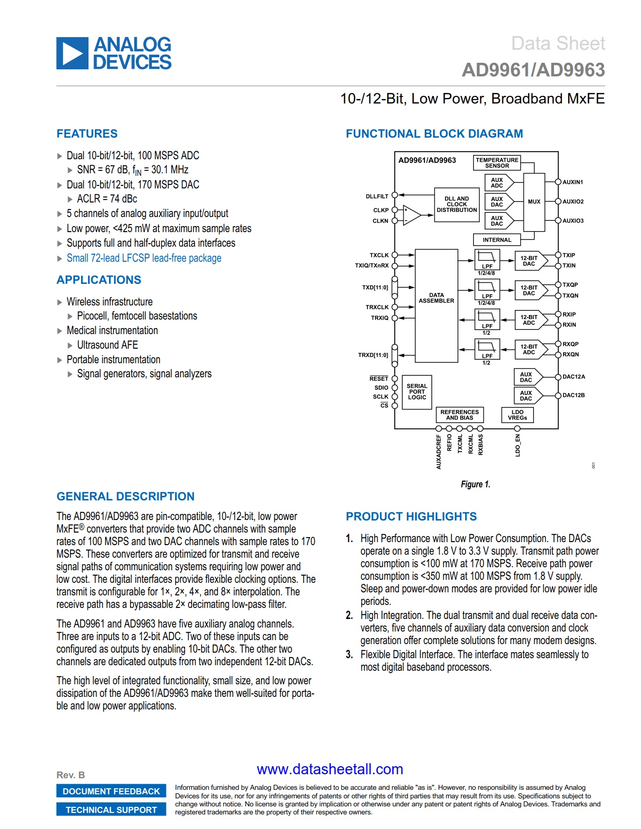 AD9963 Datasheet