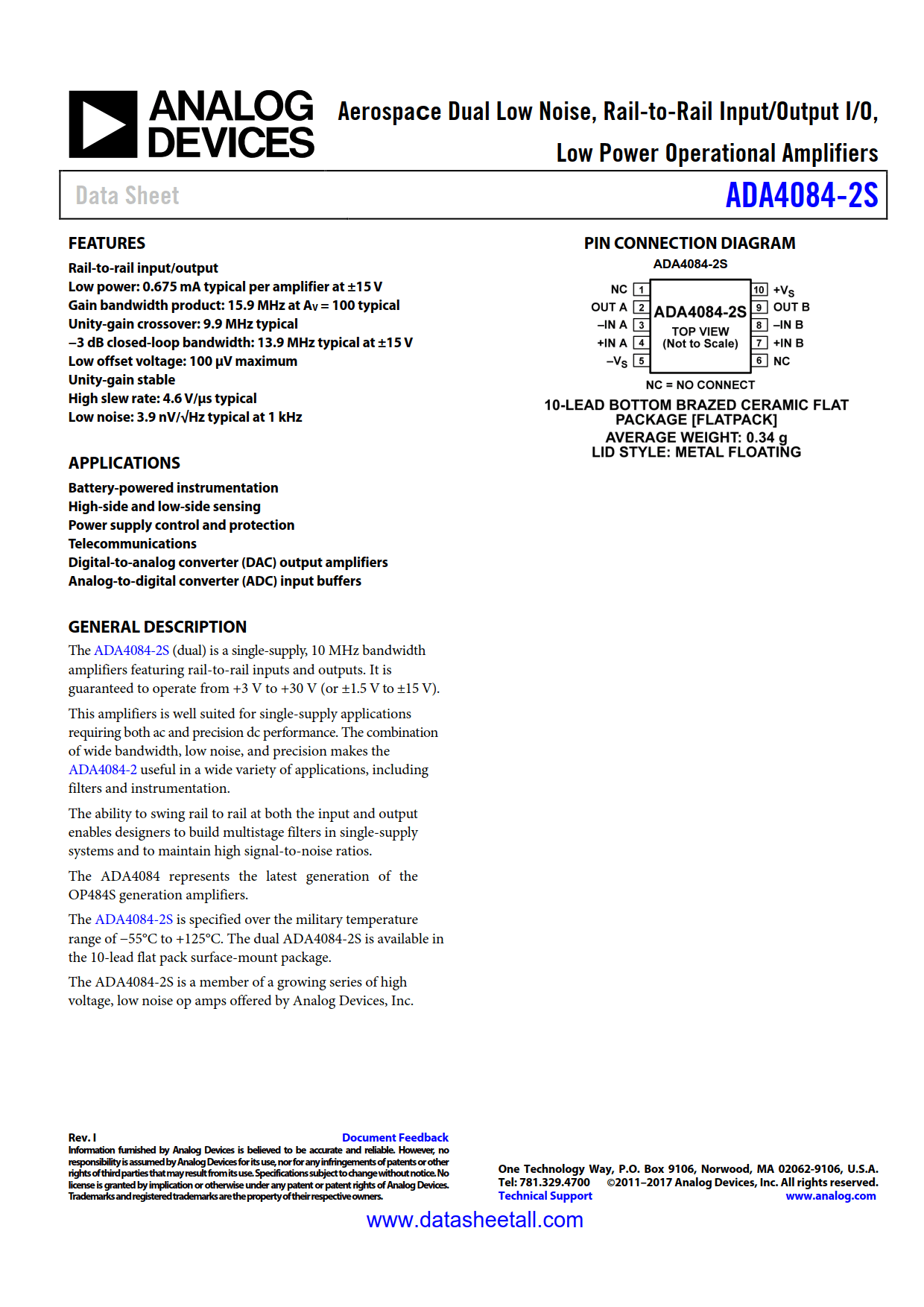 ADA4084-2S Datasheet