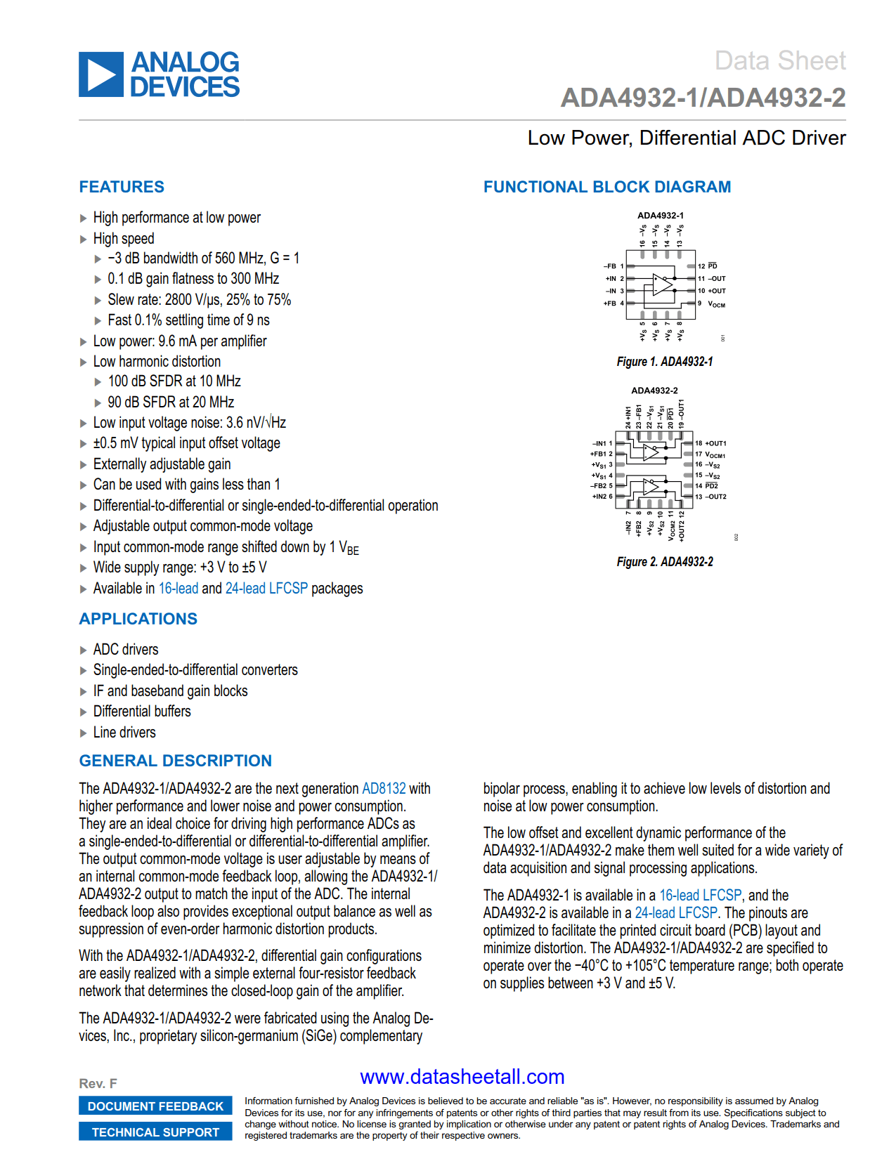 ADA4932-1 Datasheet