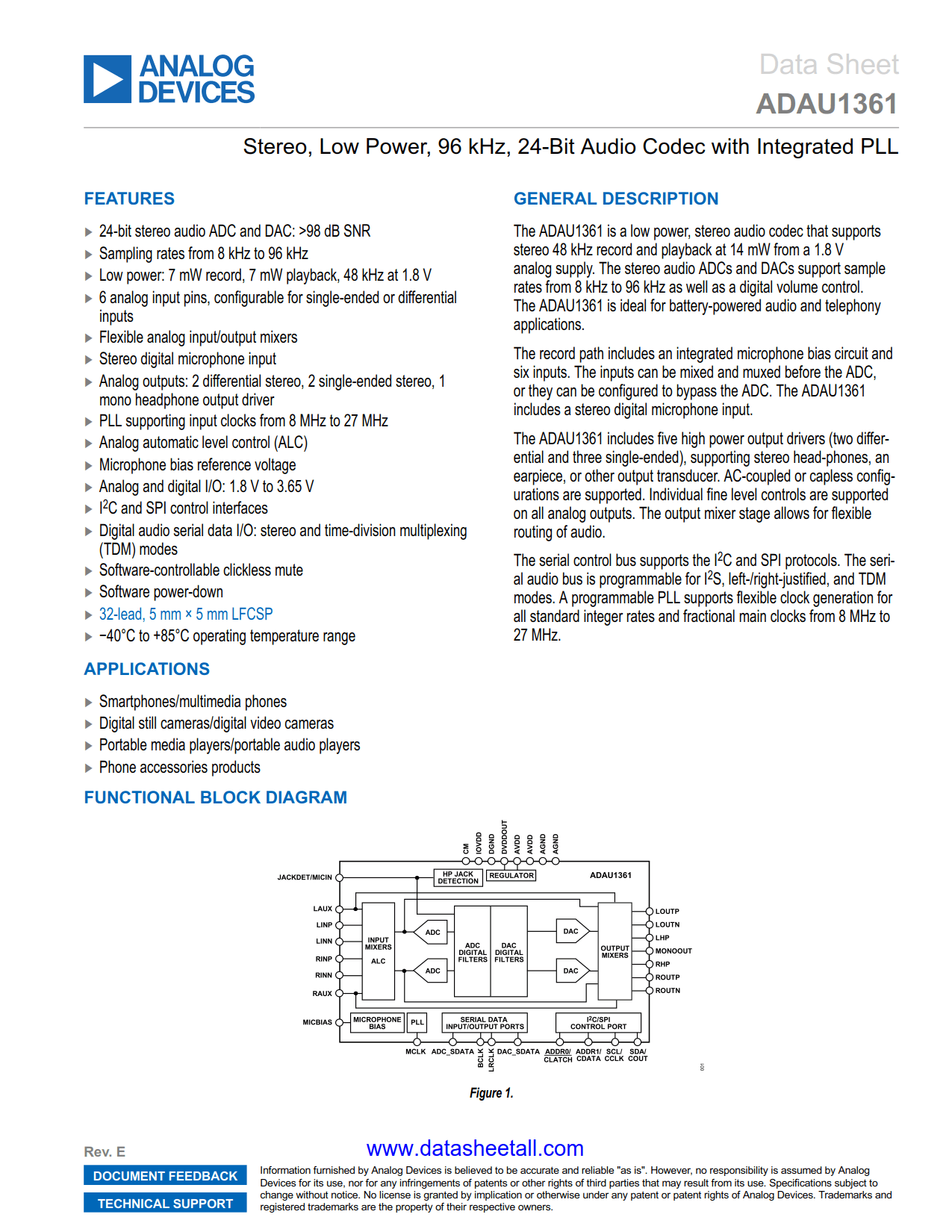 ADAU1361 Datasheet