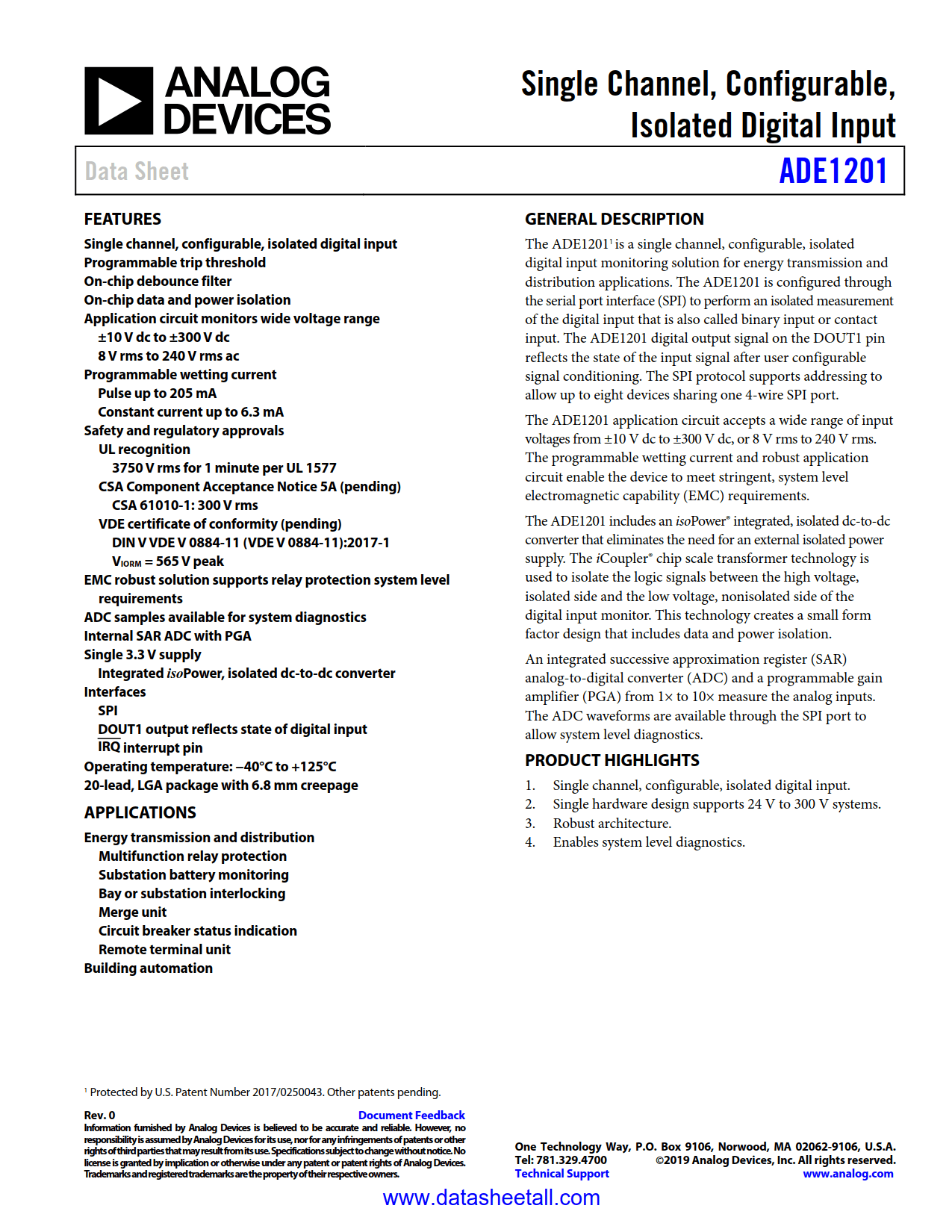 ADE1201 Datasheet