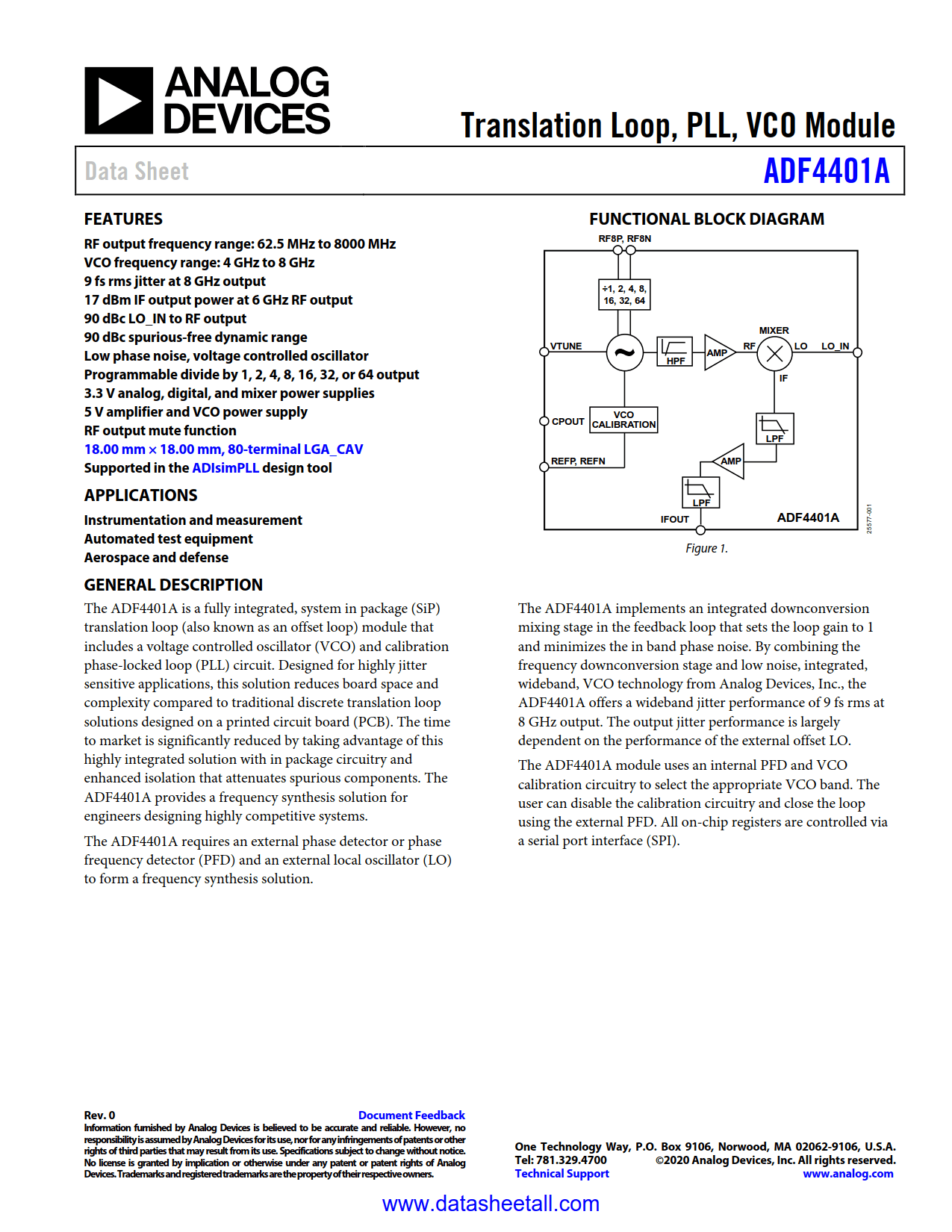 ADF4401A Datasheet
