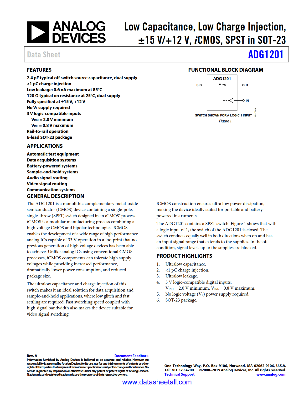 ADG1201 Datasheet