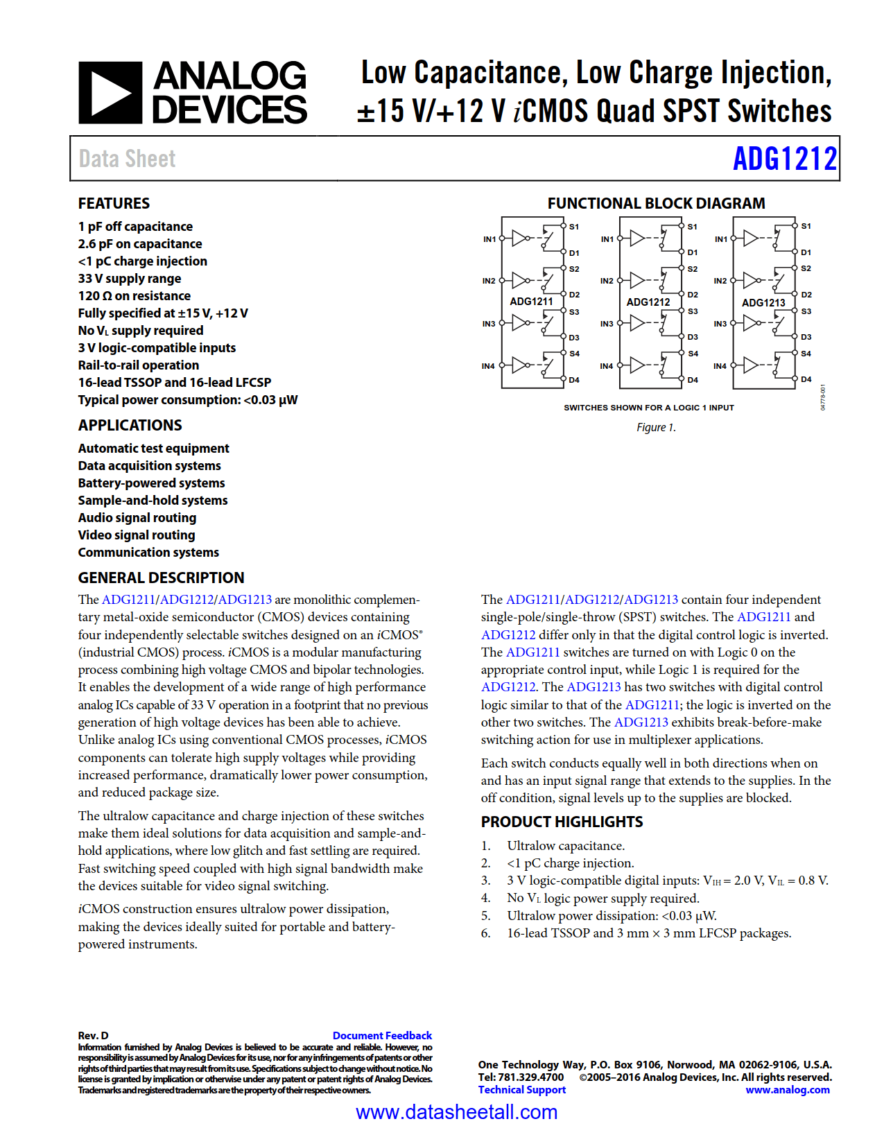 ADG1212 Datasheet
