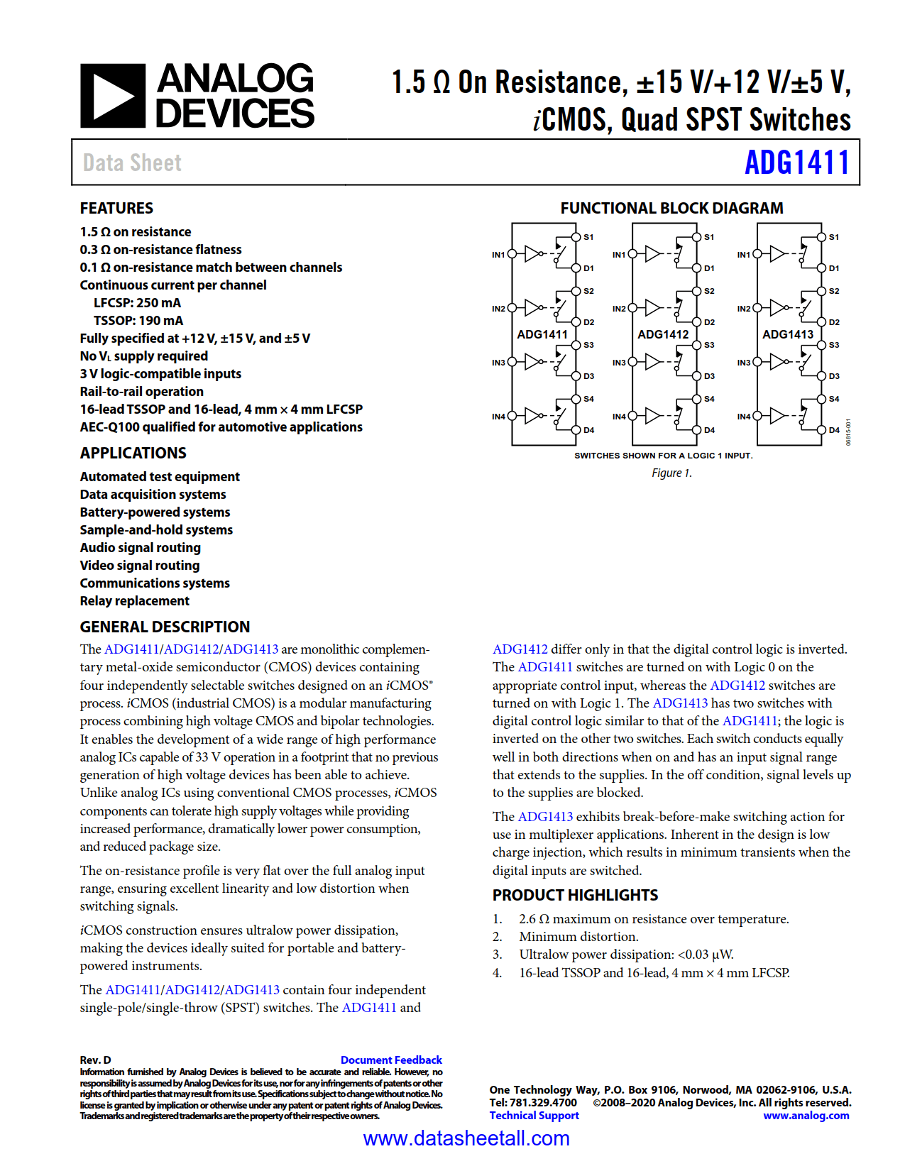 ADG1411 Datasheet