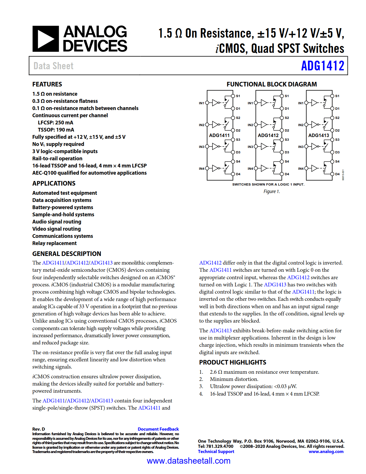 ADG1412 Datasheet