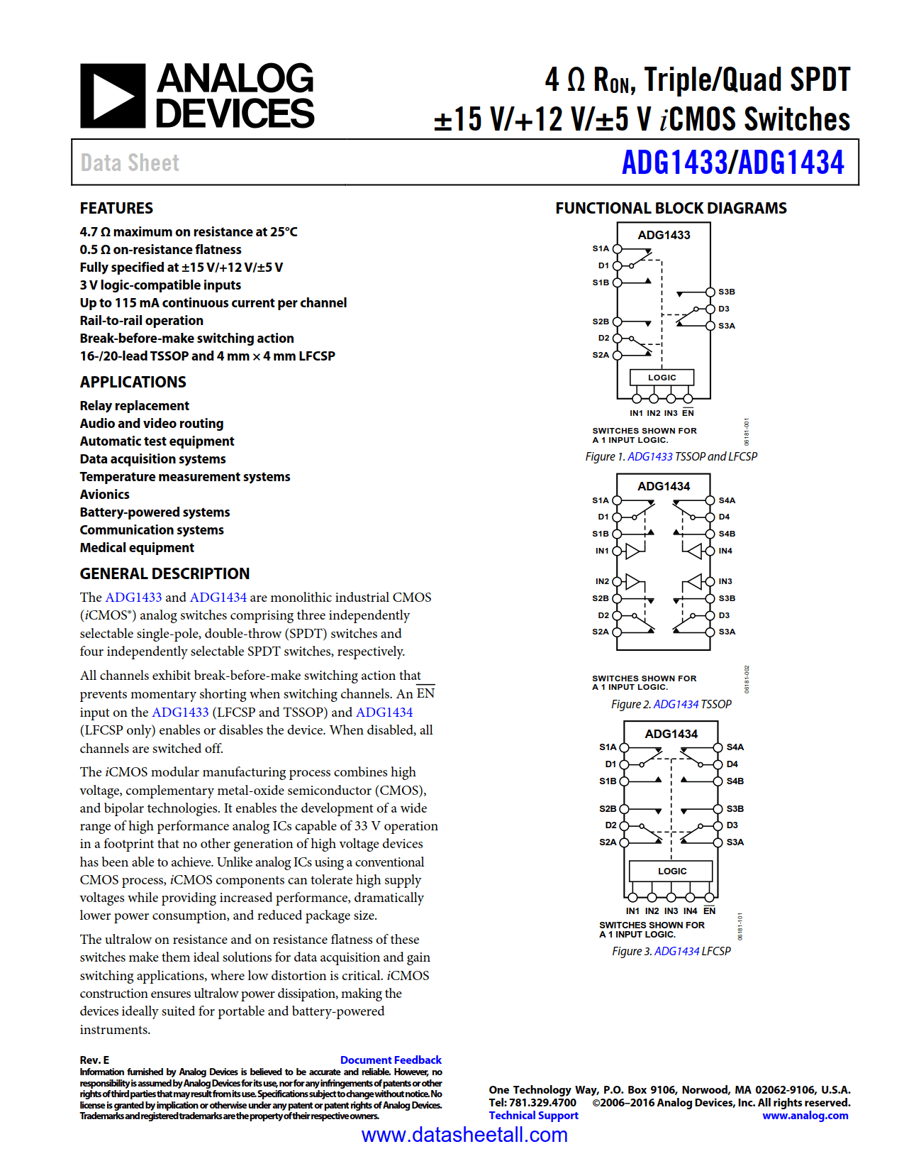 ADG1434 Datasheet