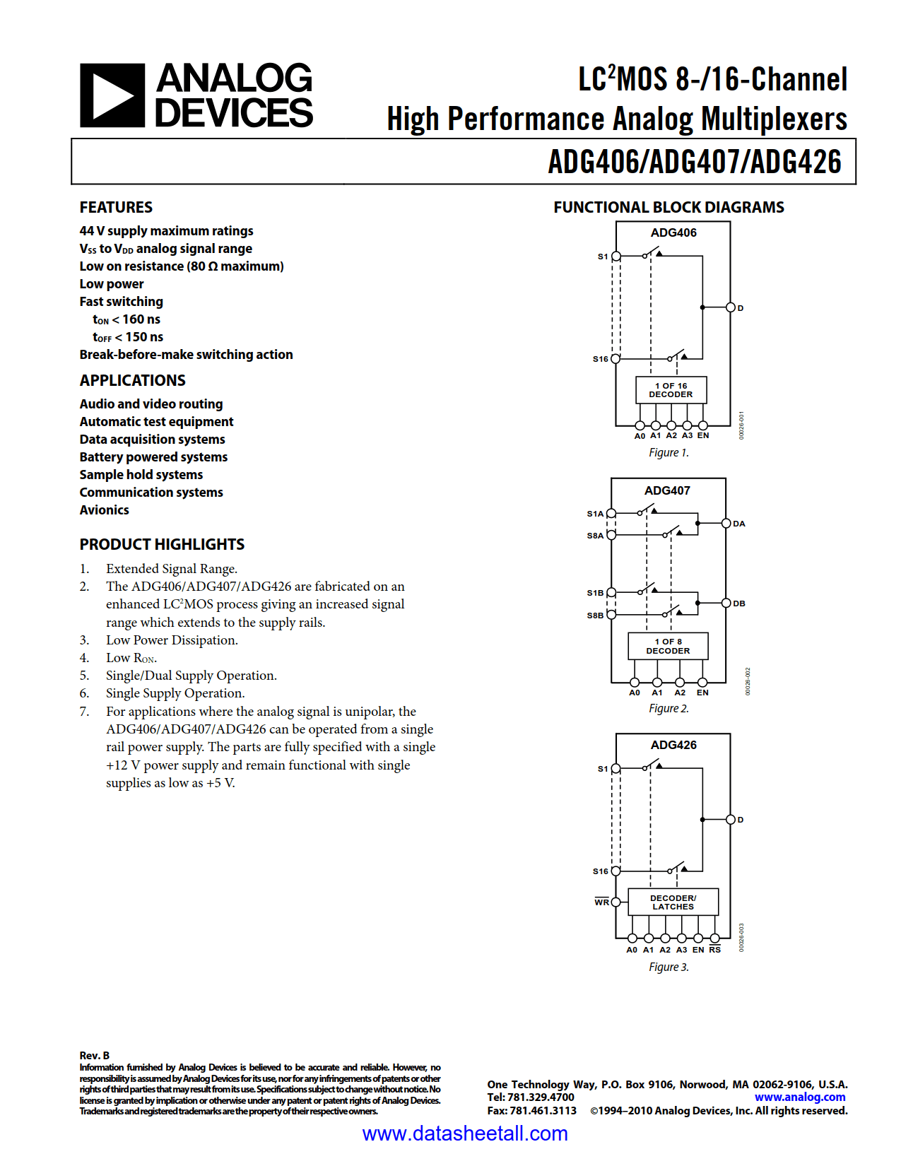 ADG426 Datasheet