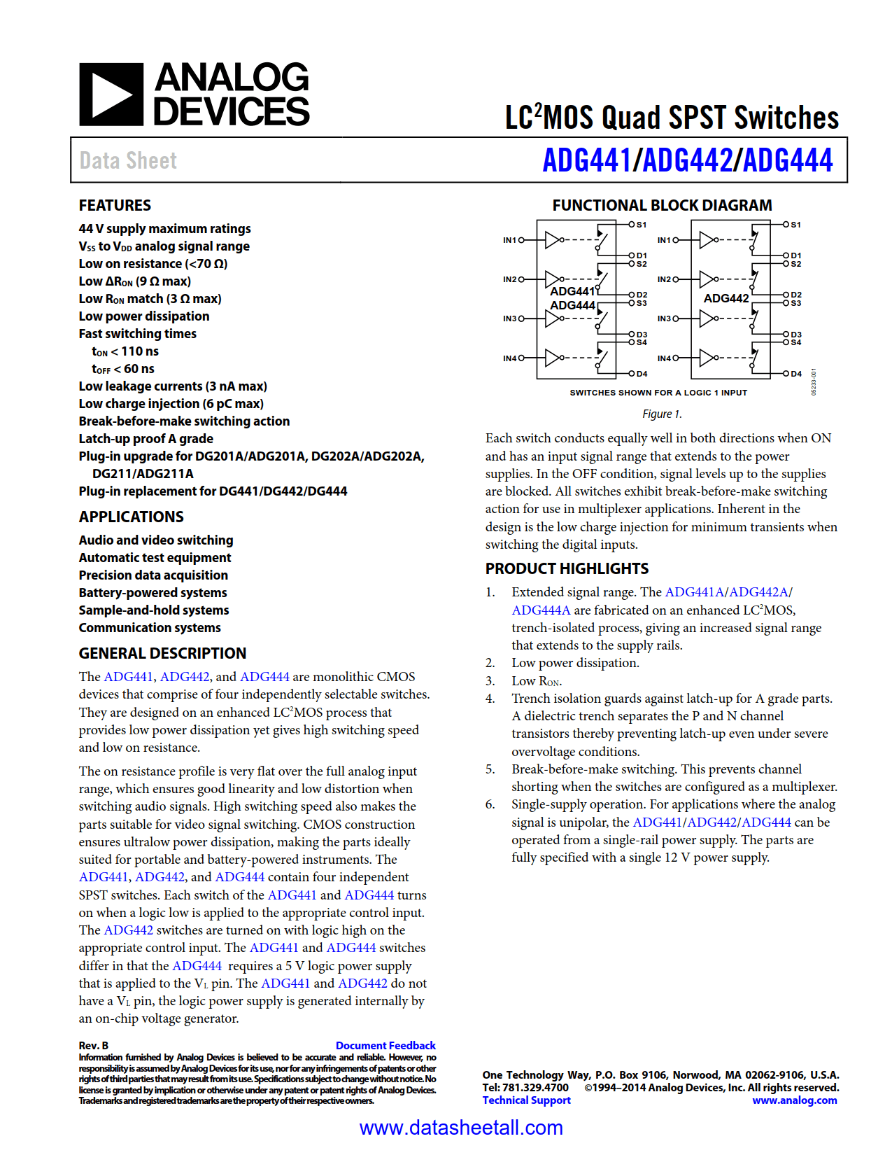 ADG444 Datasheet