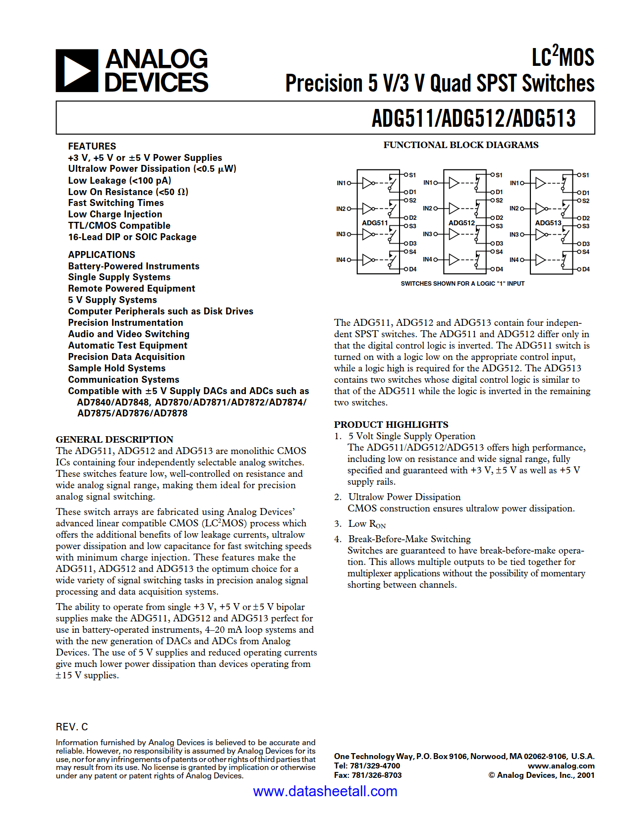 ADG511 Datasheet