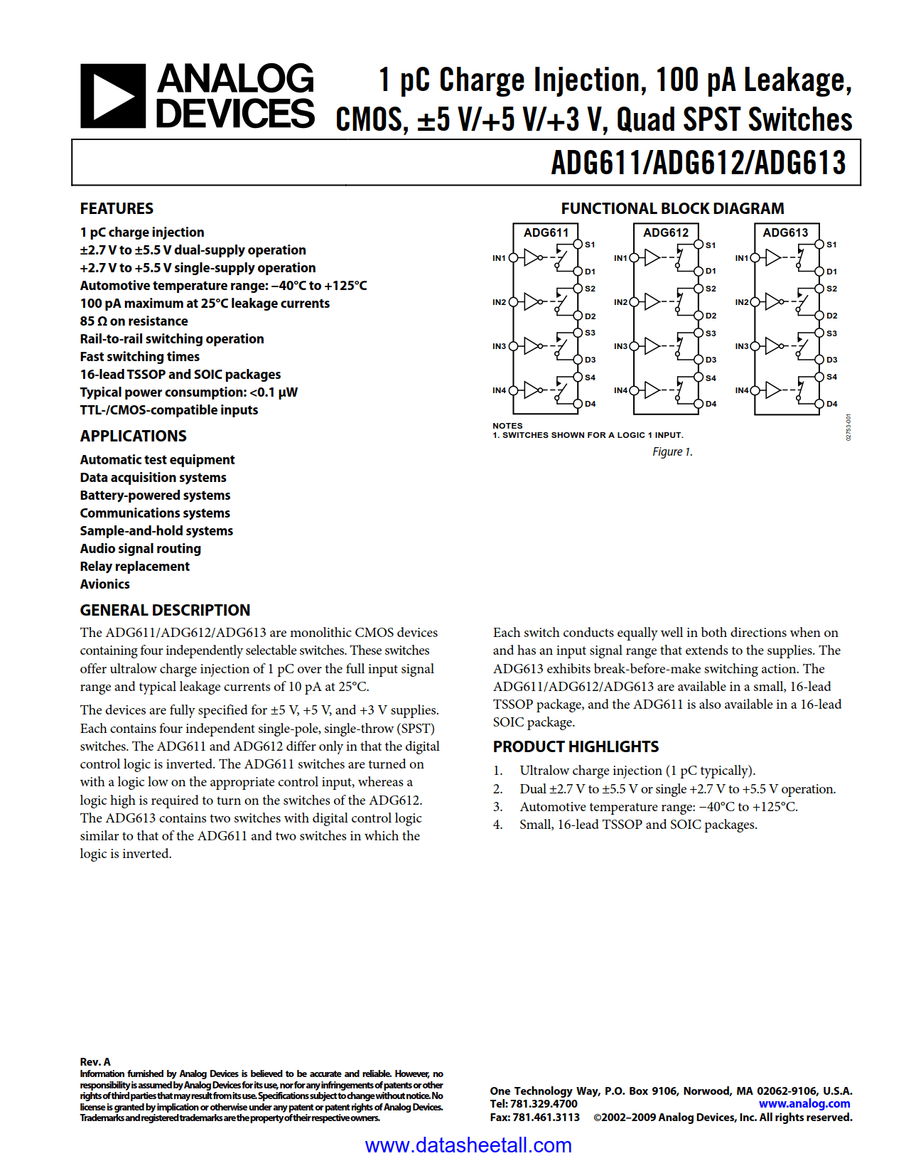 ADG611 Datasheet