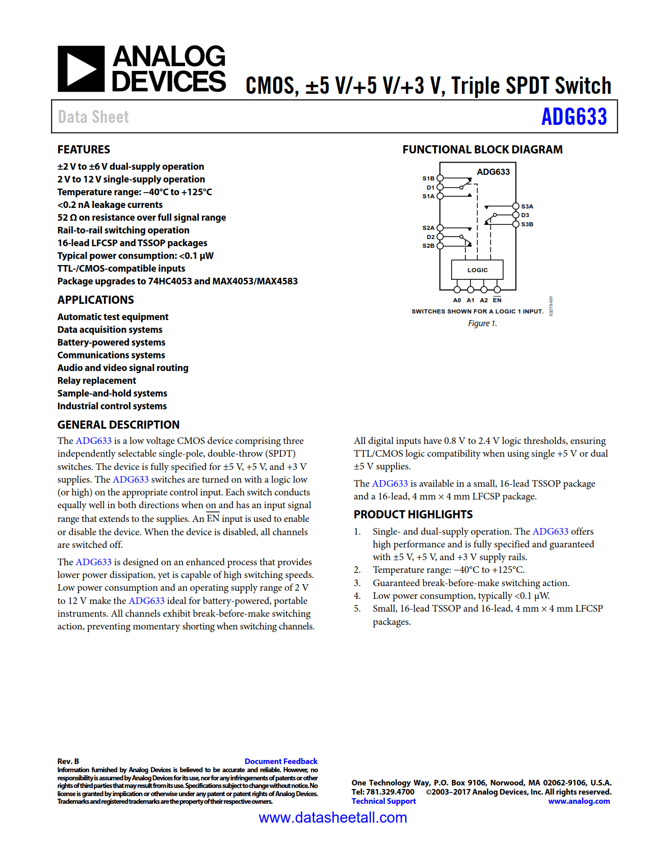 ADG633 Datasheet